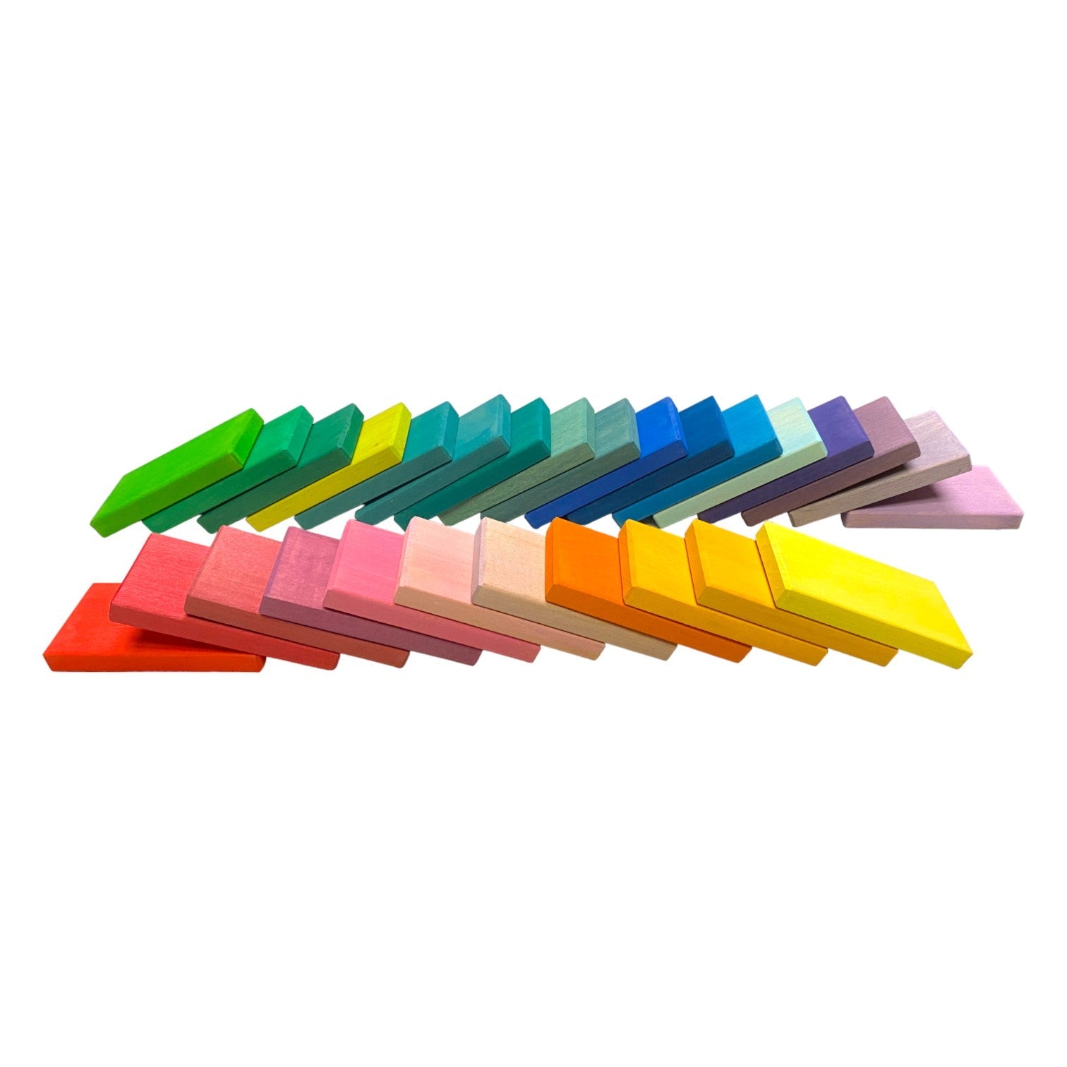 **Pre-order (Ships in 2-3 Weeks)**28 Pcs STAINED Wooden Rainbow Building Slats