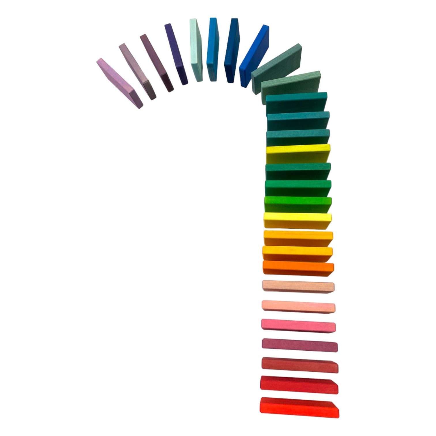 **Pre-order (Ships in 2-3 Weeks)**28 Pcs STAINED Wooden Rainbow Building Slats