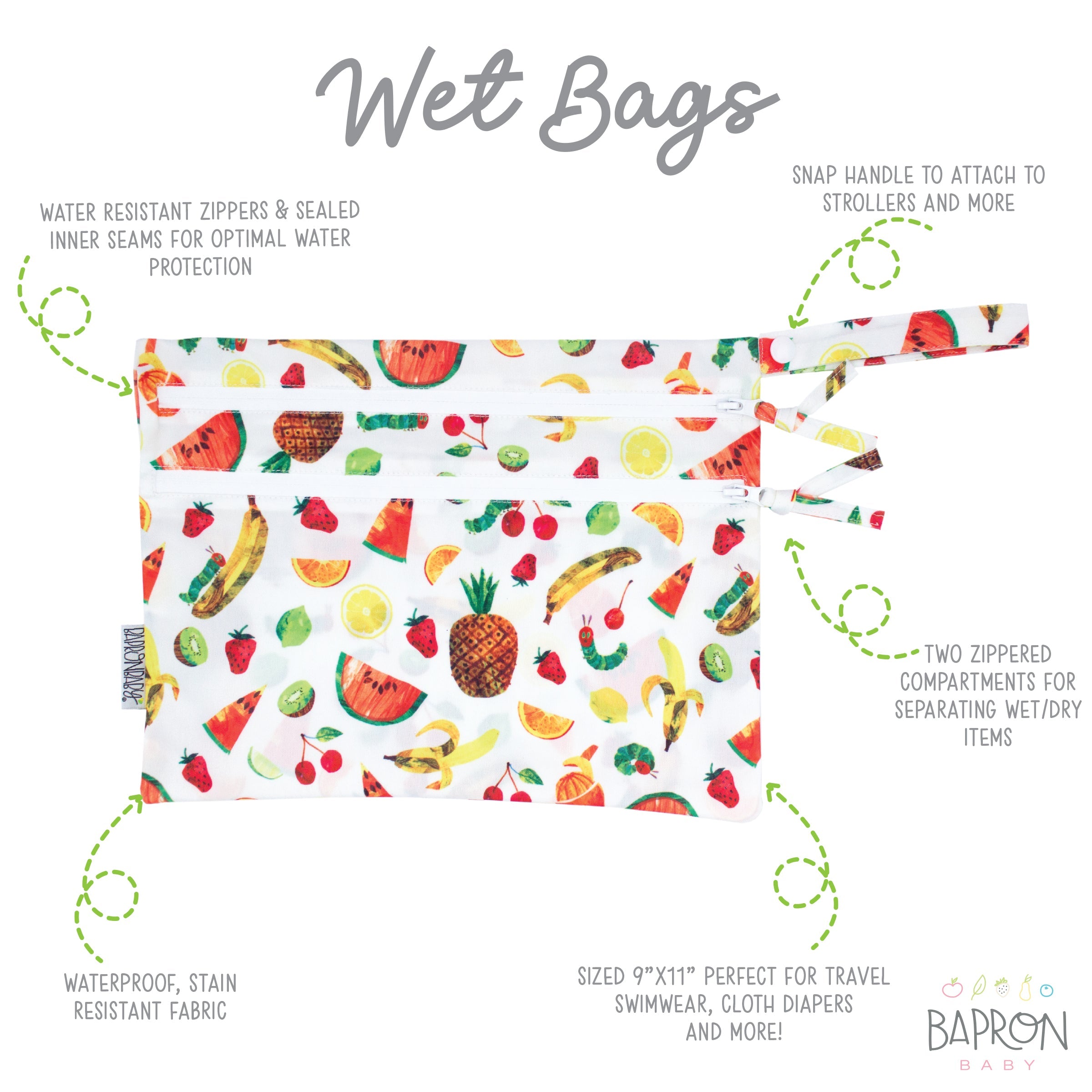 Tropical Fruit - Waterproof Wet Bag (For mealtime, on-the-go, and more!) - from the World Of Eric Carle SALE BapronBaby