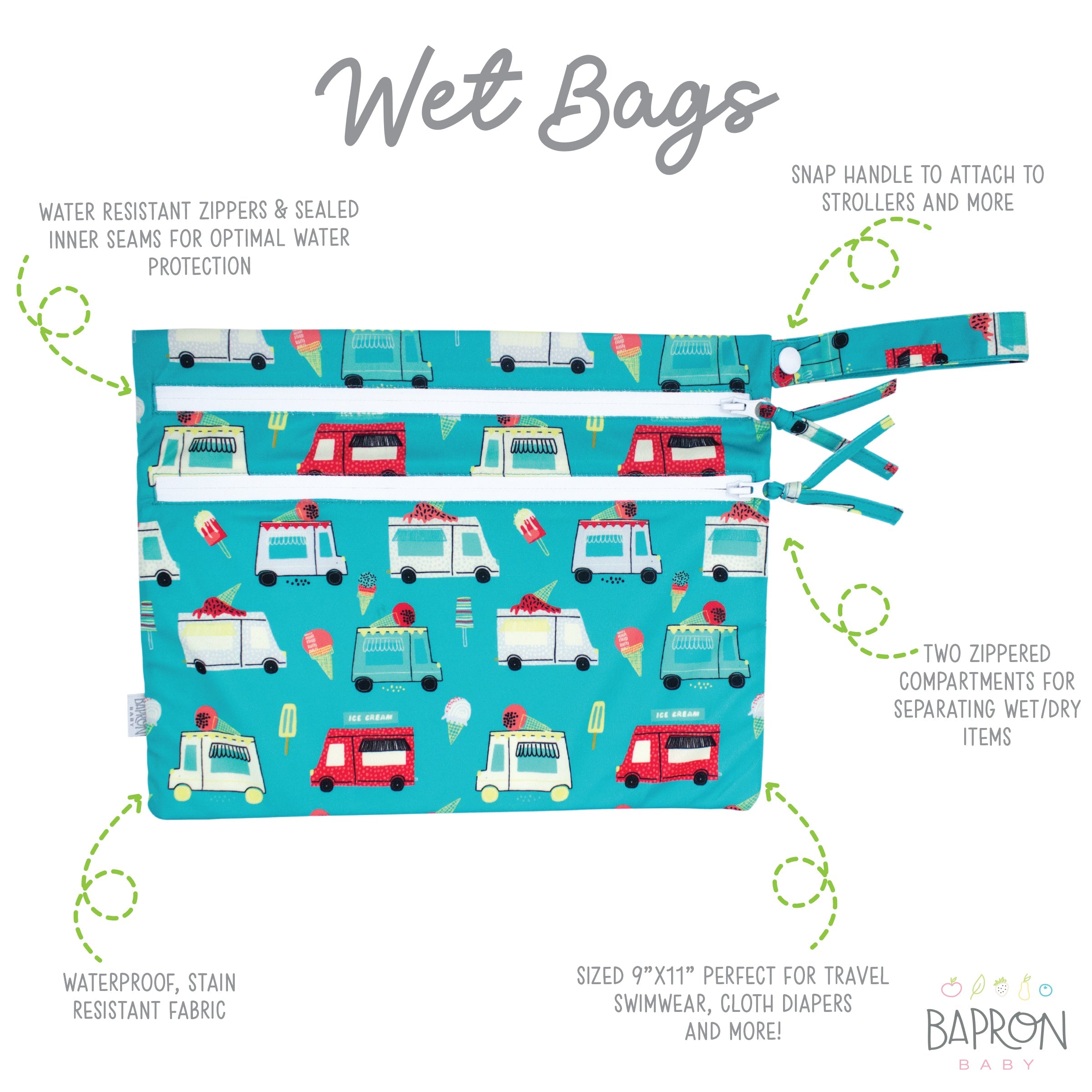 Ice Cream Truck - Waterproof Wet Bag (For mealtime, on-the-go, and more!) BapronBaby