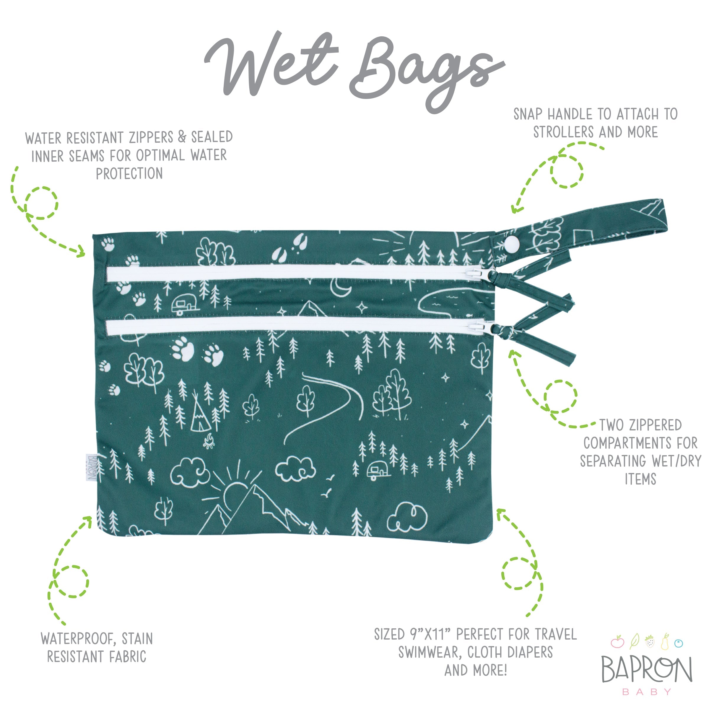 Pine Forest - Waterproof Wet Bag (For mealtime, on-the-go, and more!) BapronBaby