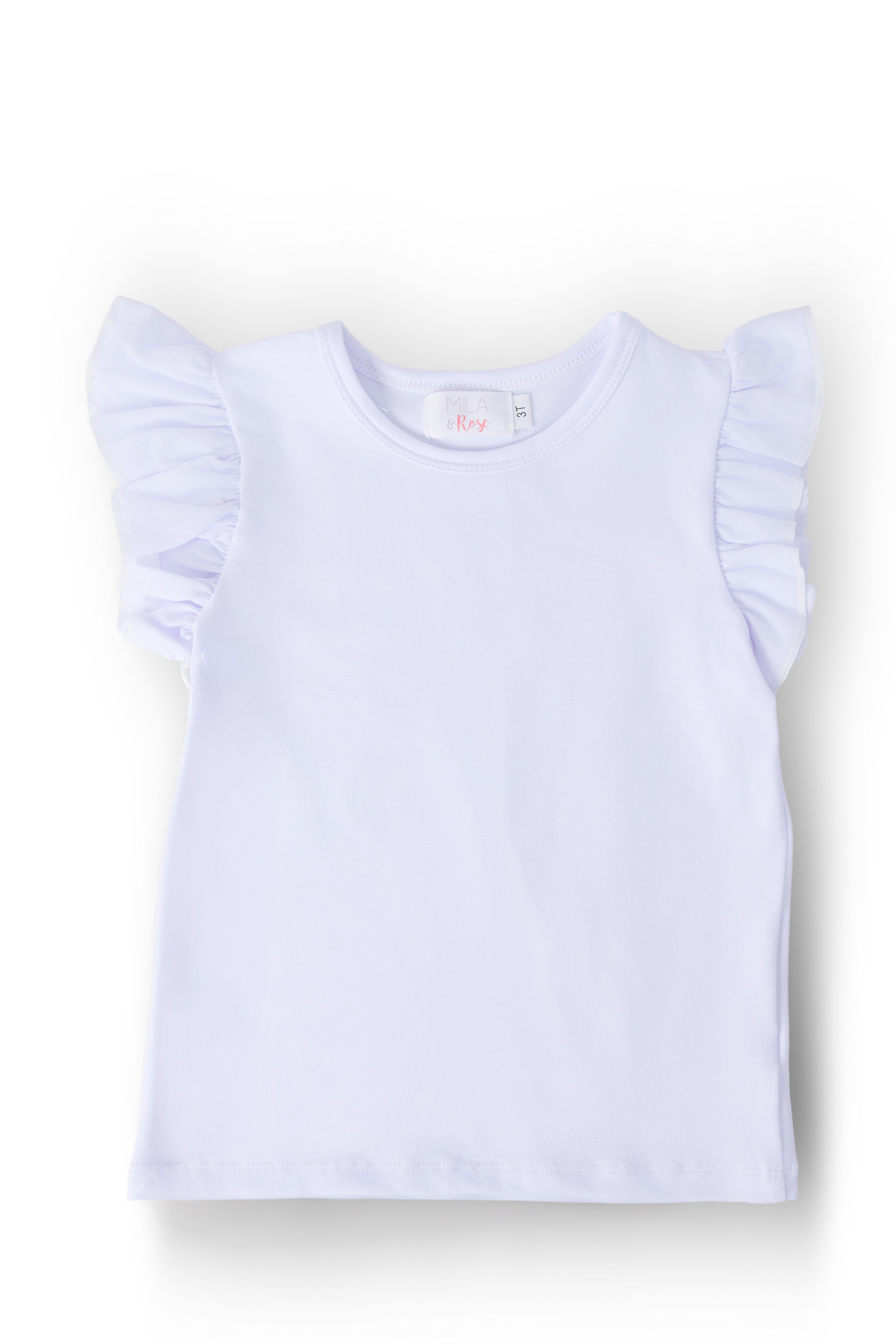 White S/S Ruffle Tee