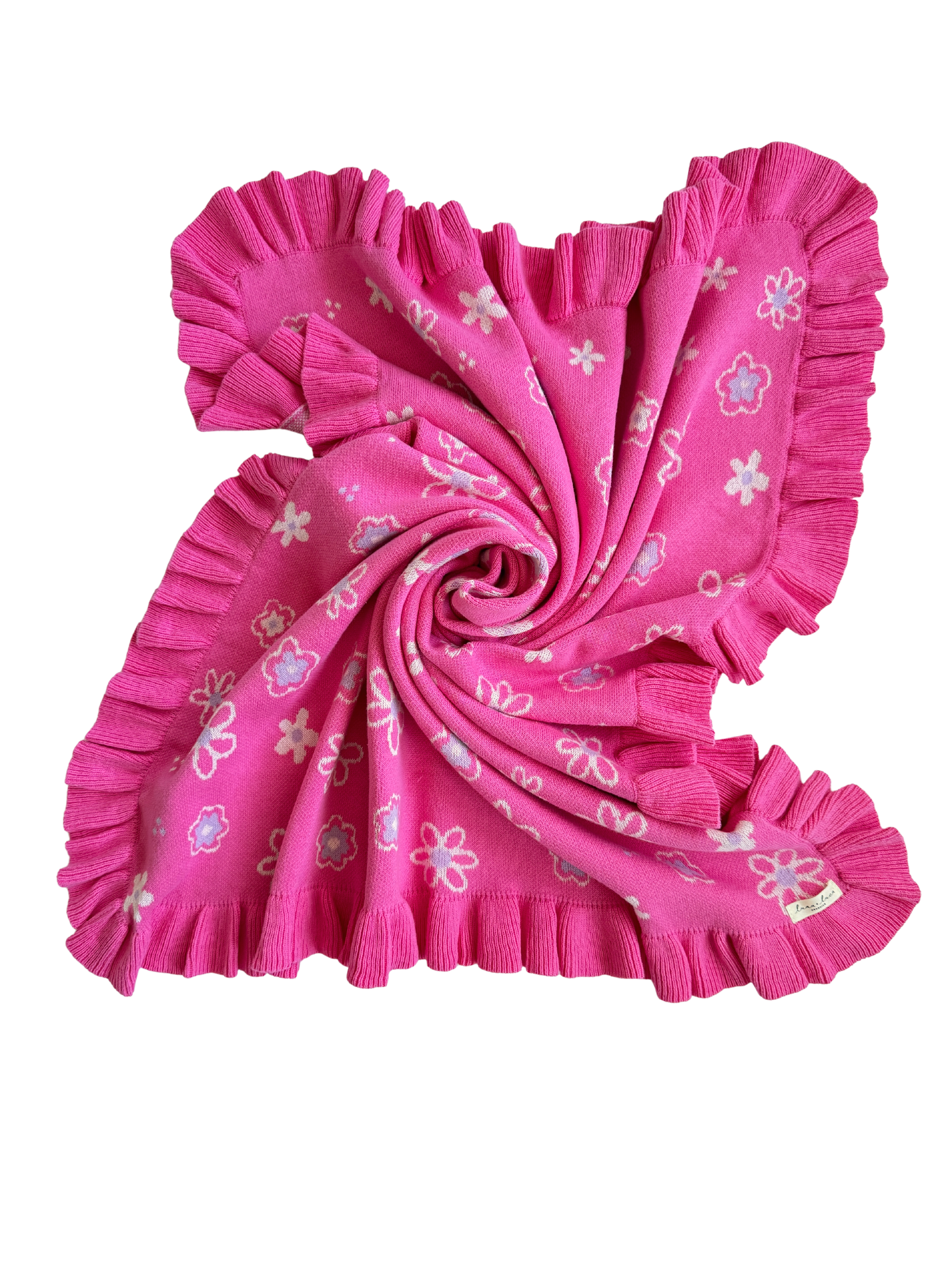 Wildflower Dreams Ruffle Baby Blanket - Peony Pink