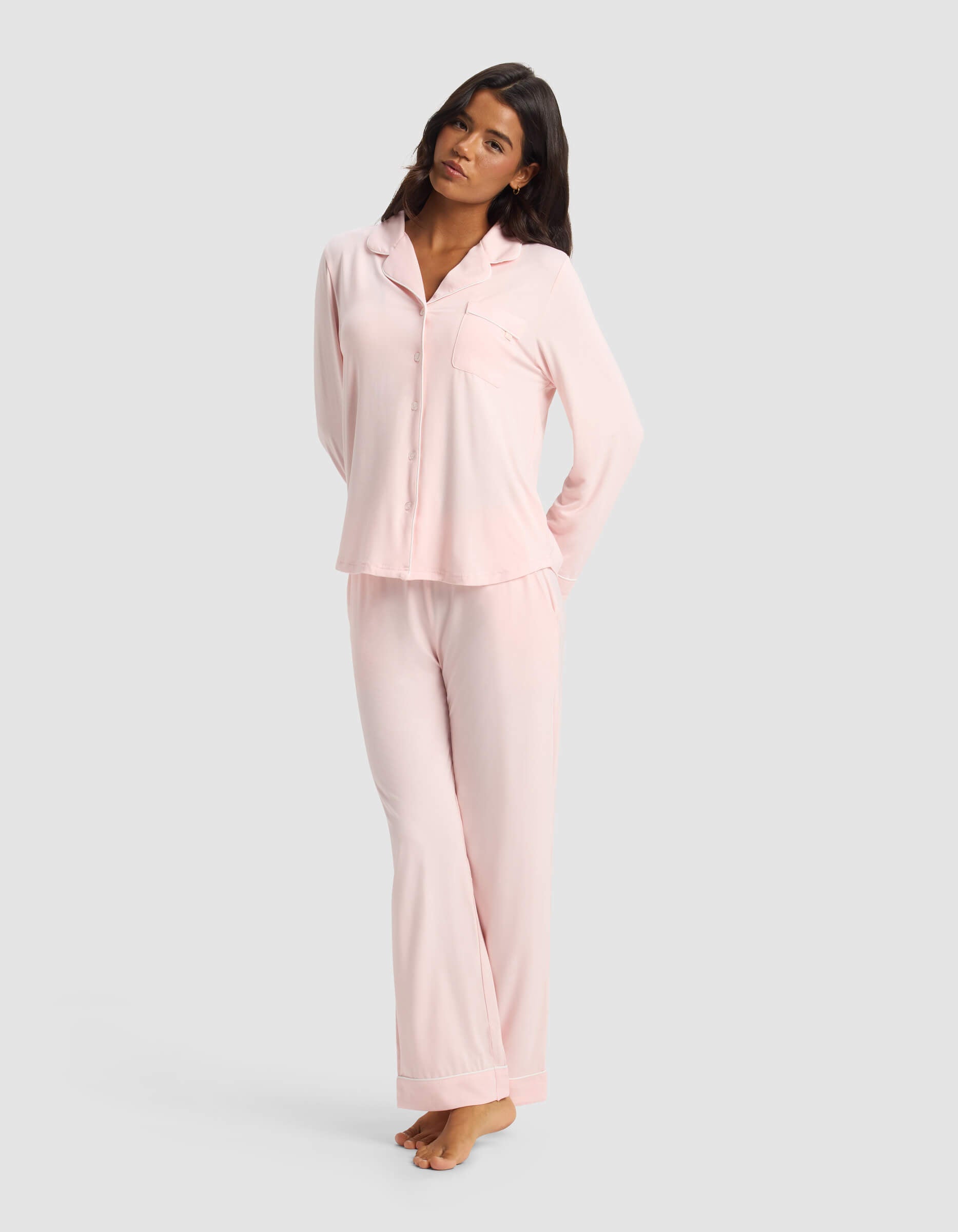 Women's Bamboo Stretch-Knit Long Sleeve Pajama Set