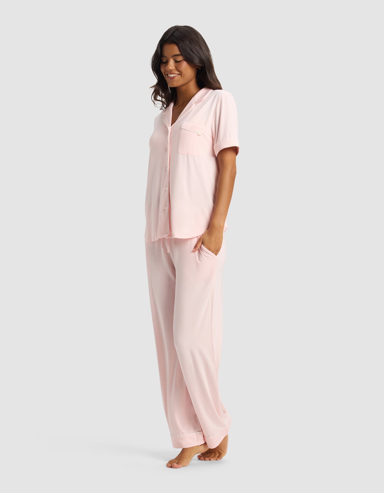 Women's Bamboo Stretch-Knit Short Sleeve & Pant Pajama Set