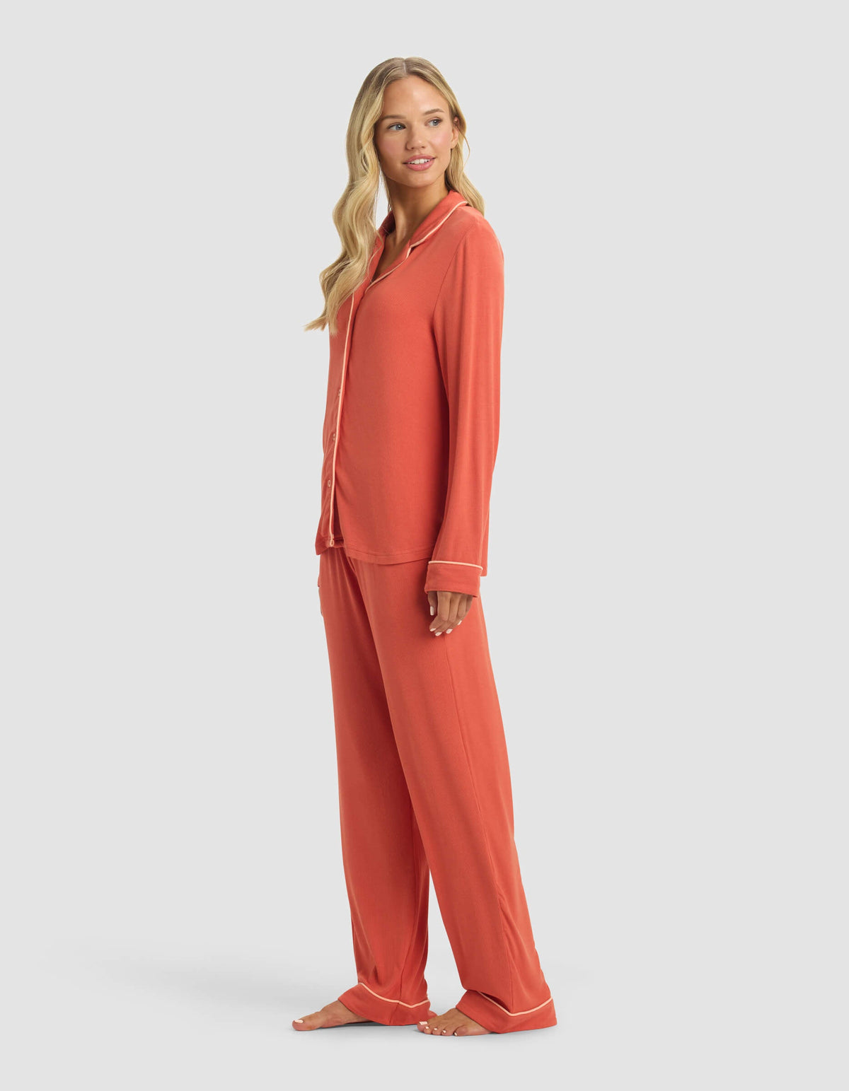 Women's Bamboo Rib-Knit Classic Long Sleeve Pajama Set