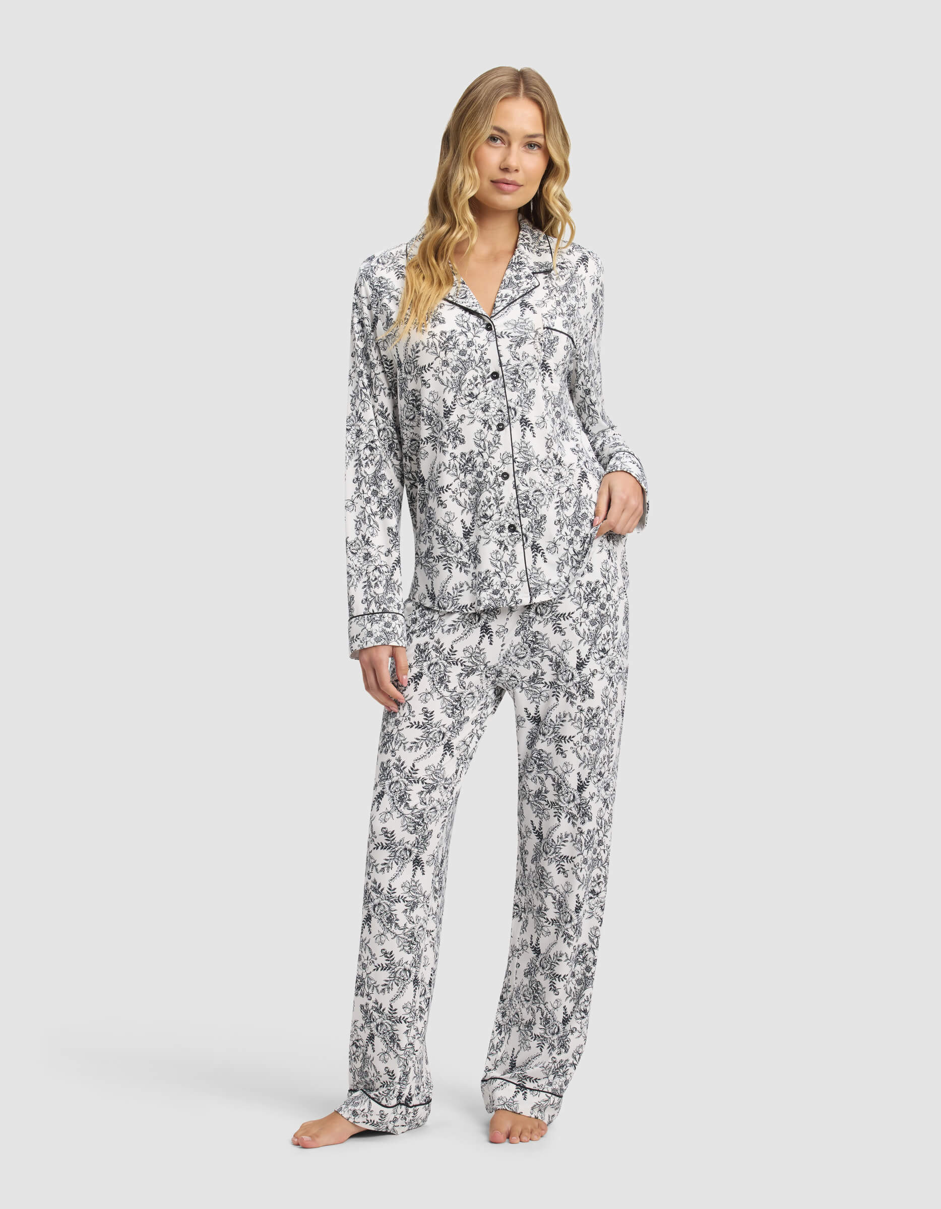Women's Bamboo Stretch-Knit Long Sleeve Pajama Set