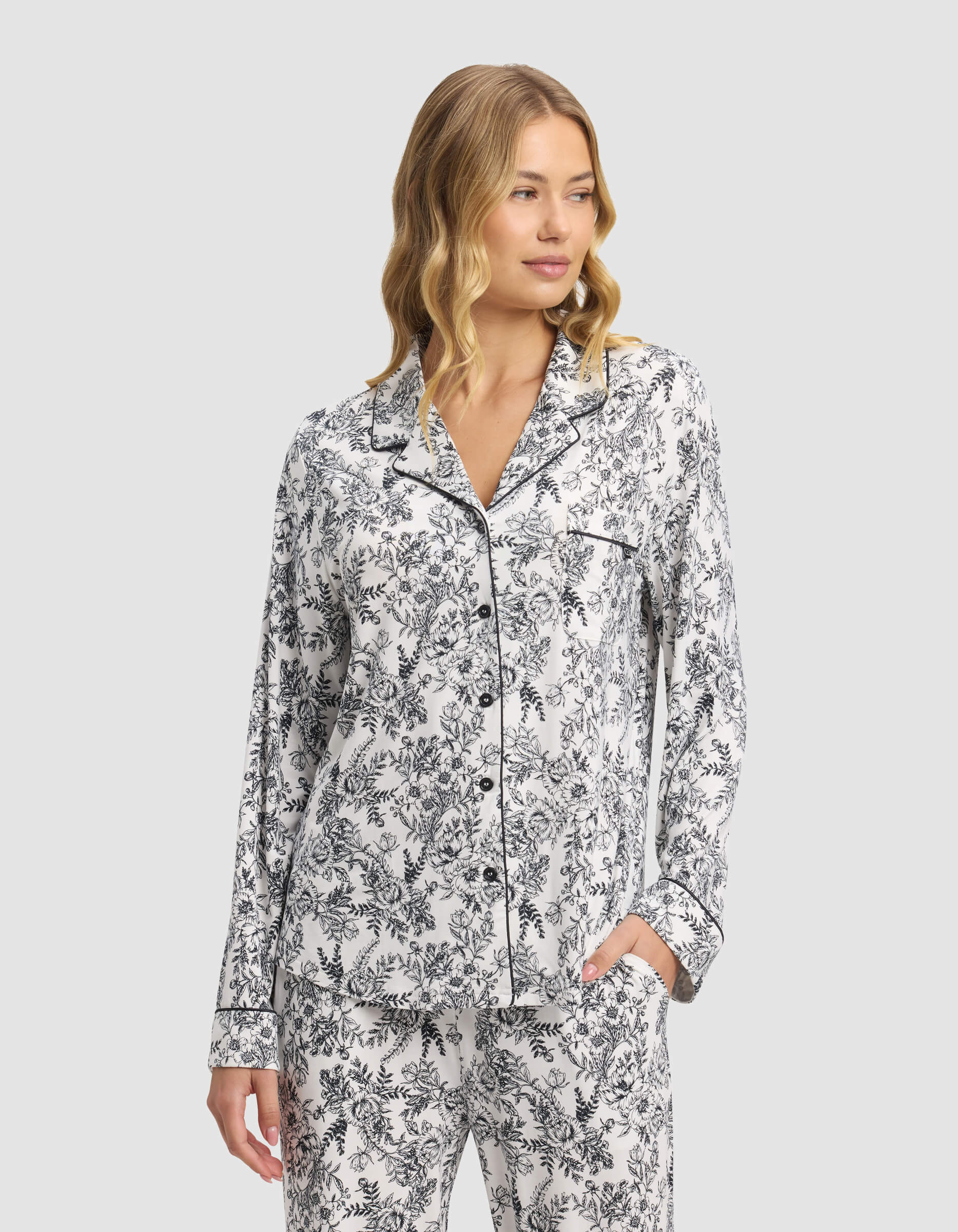Women's Bamboo Stretch-Knit Long Sleeve Pajama Set