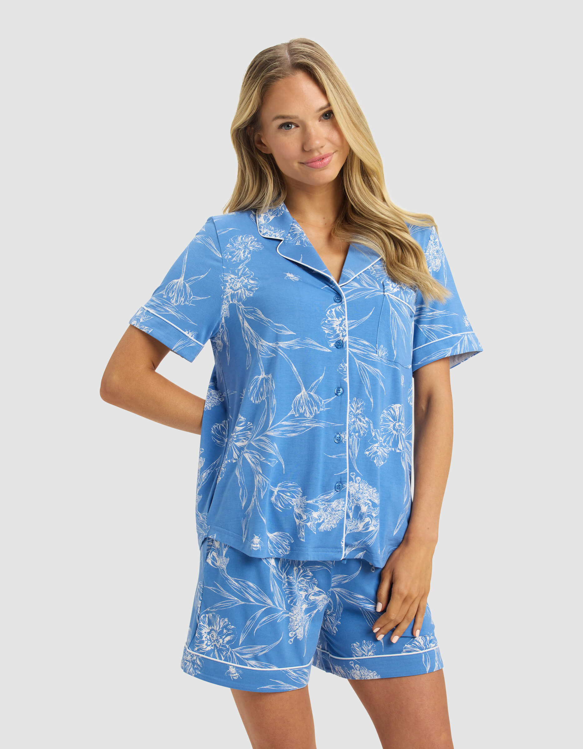 Women's Bamboo Stretch-Knit Short Sleeve Pajama Set