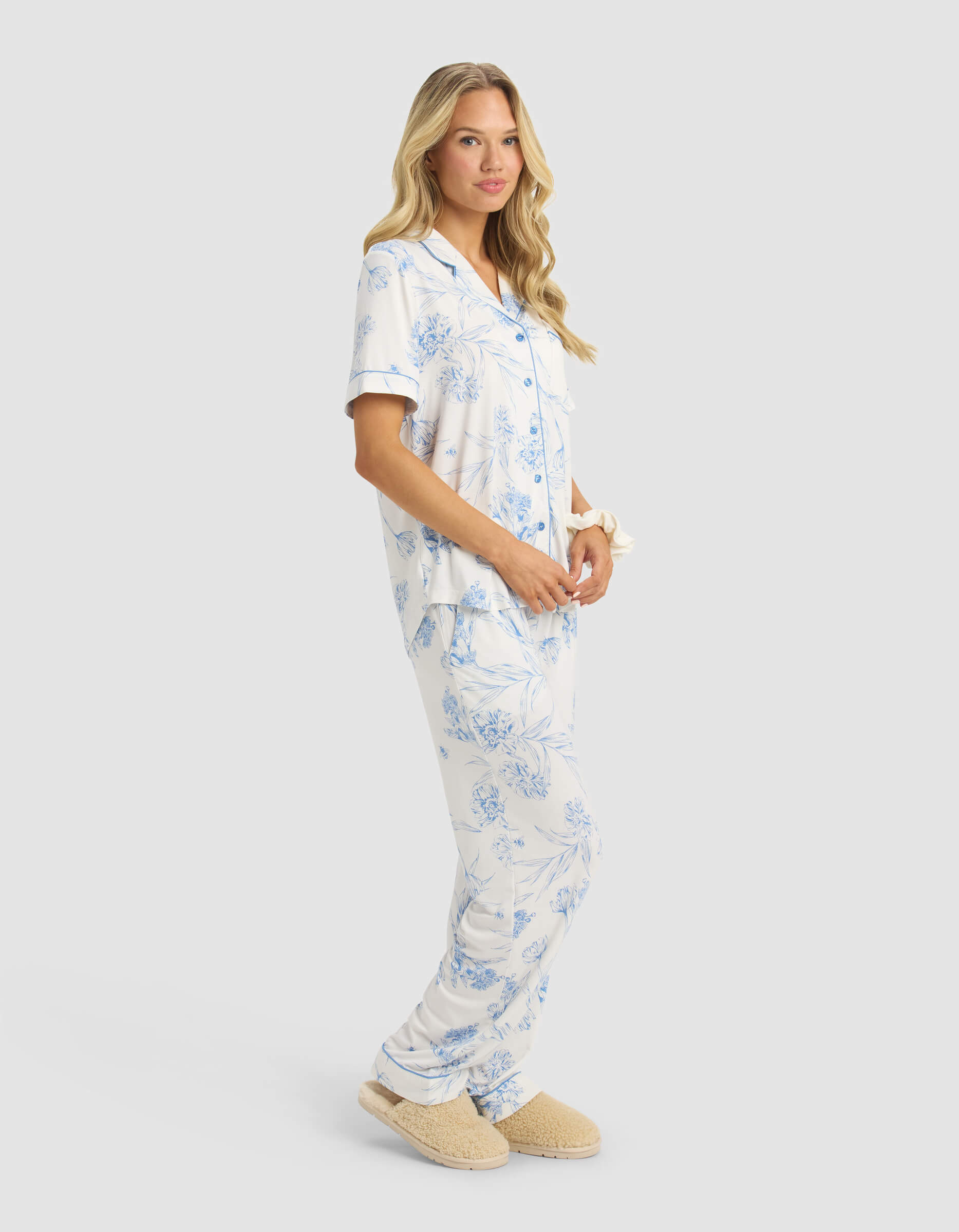 Women's Bamboo Stretch-Knit Short Sleeve & Pant Pajama Set