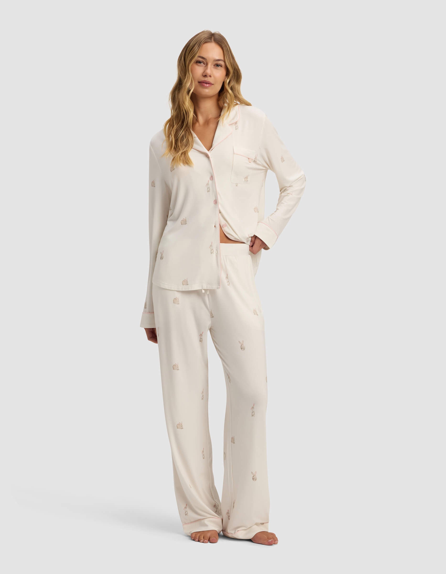 Women's Bamboo Stretch-Knit Long Sleeve Pajama Set