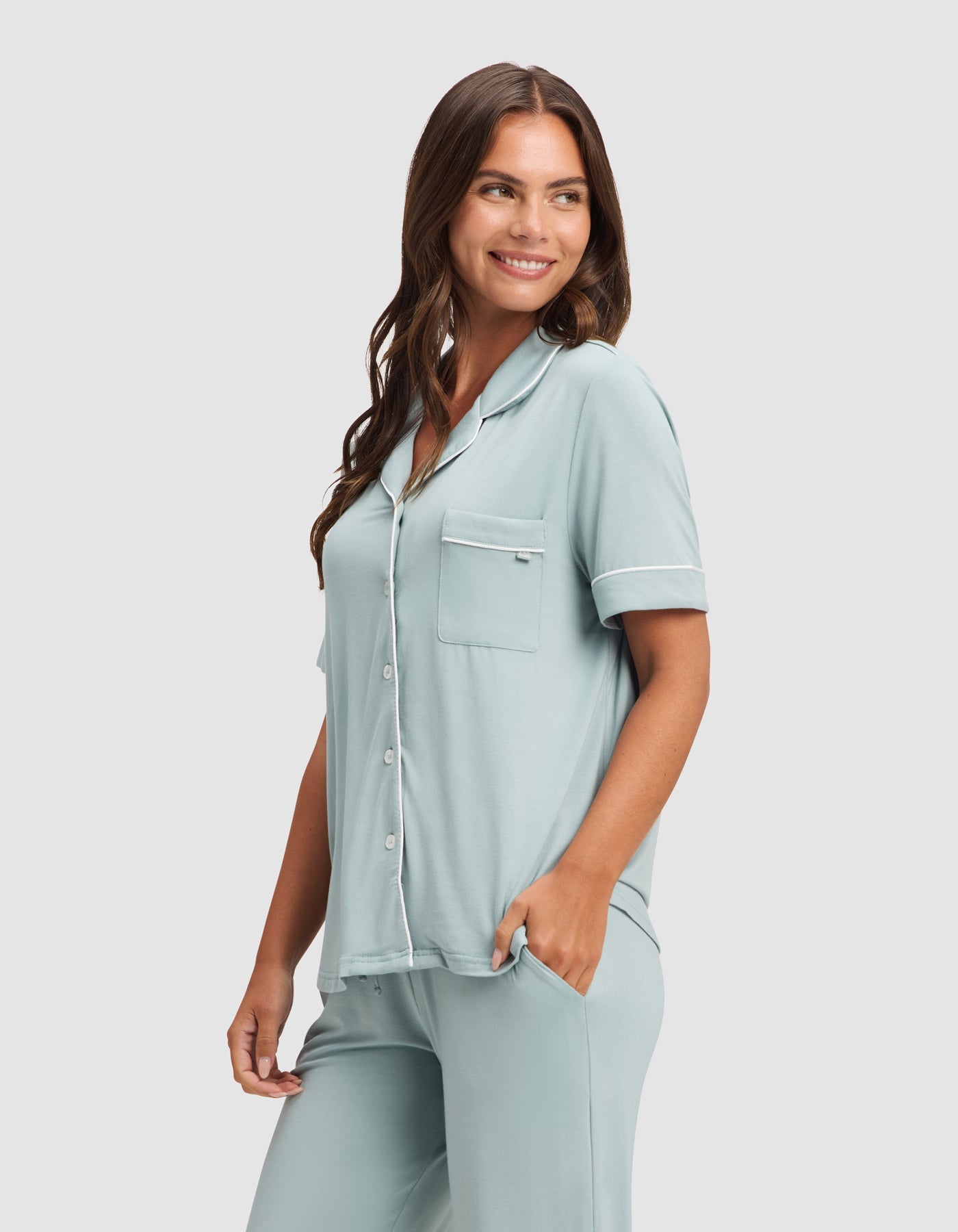 Women's Bamboo Stretch-Knit Short Sleeve & Pant Pajama Set
