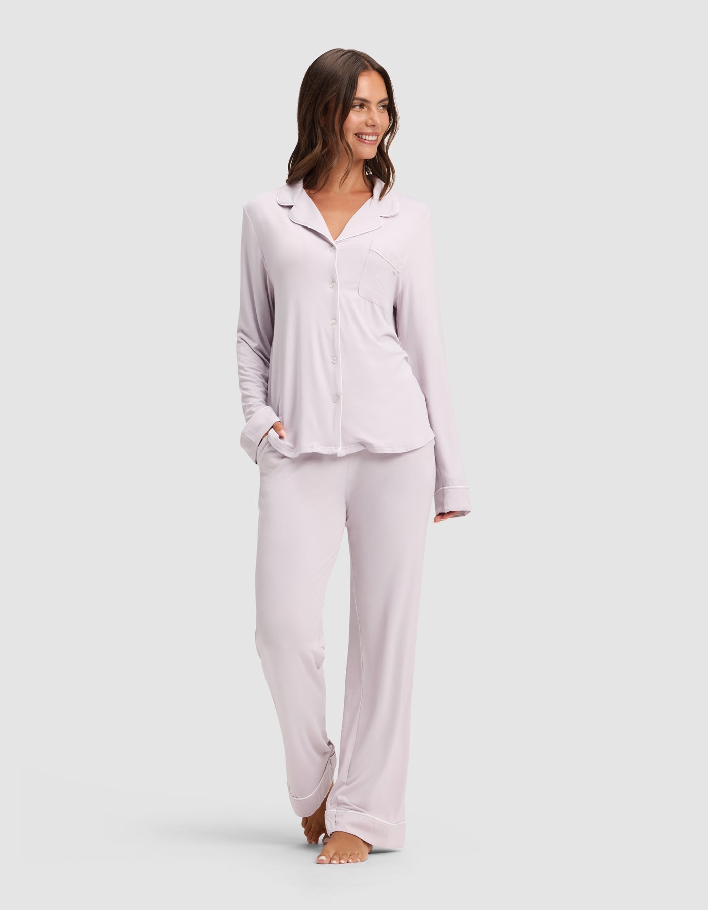 Women's Bamboo Stretch-Knit Long Sleeve Pajama Set