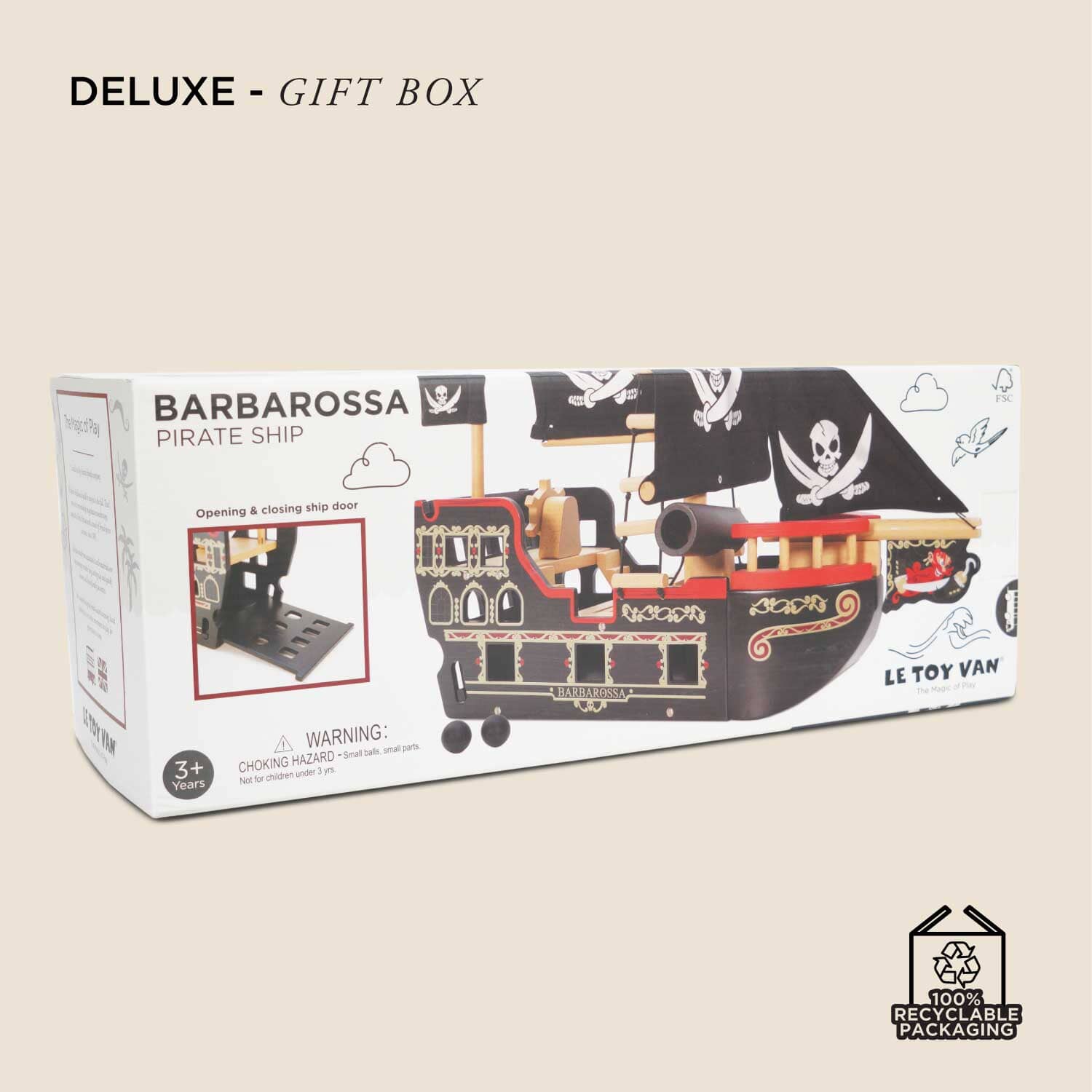 Pirate Toy Wooden Ship Gift Box