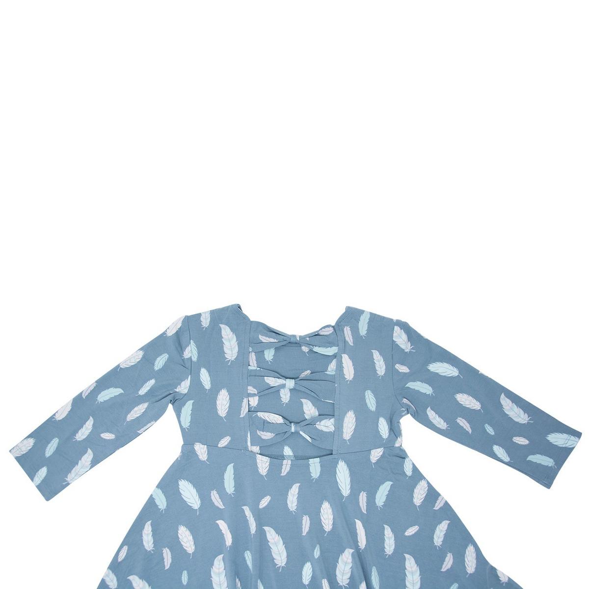 Twirly Bow Dress - Feathers