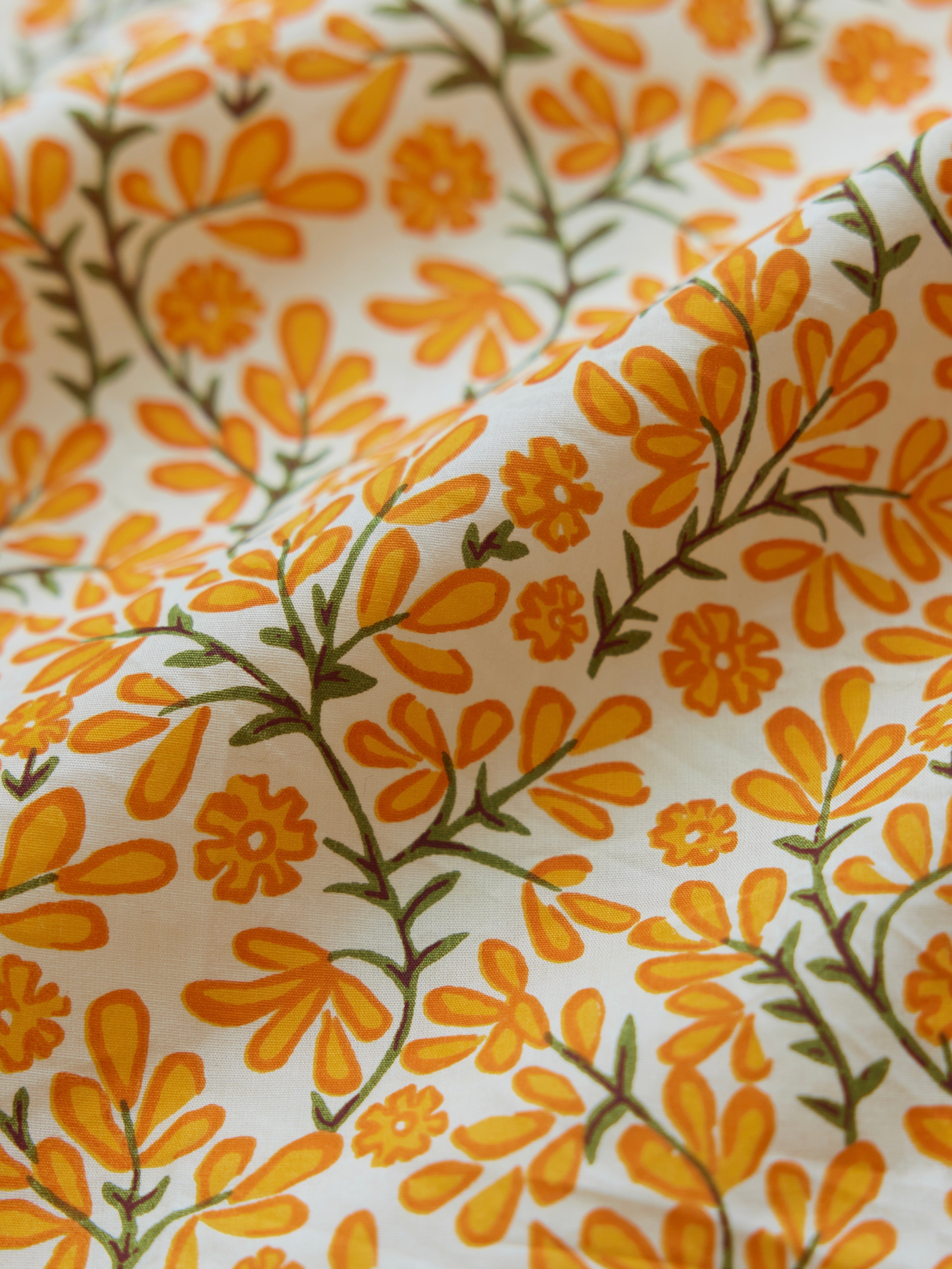 Frances Square Neck Top - Ivory/Clementine Floral print