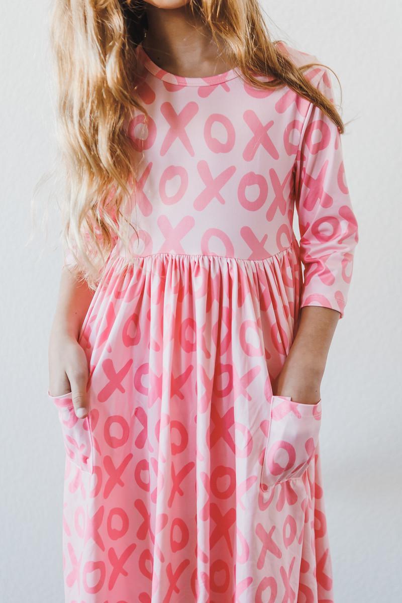 XOXO 3/4 Sleeve Pocket Twirl Dress