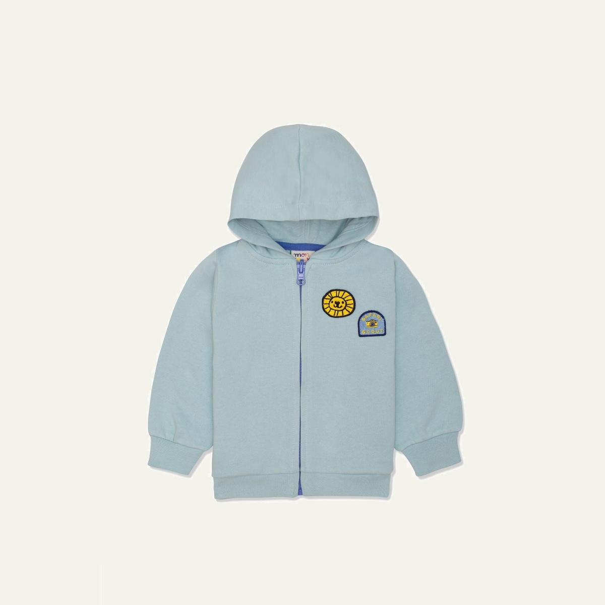 Recycled Cotton Patches Baby Zipper Hoodie - Sterling Blue