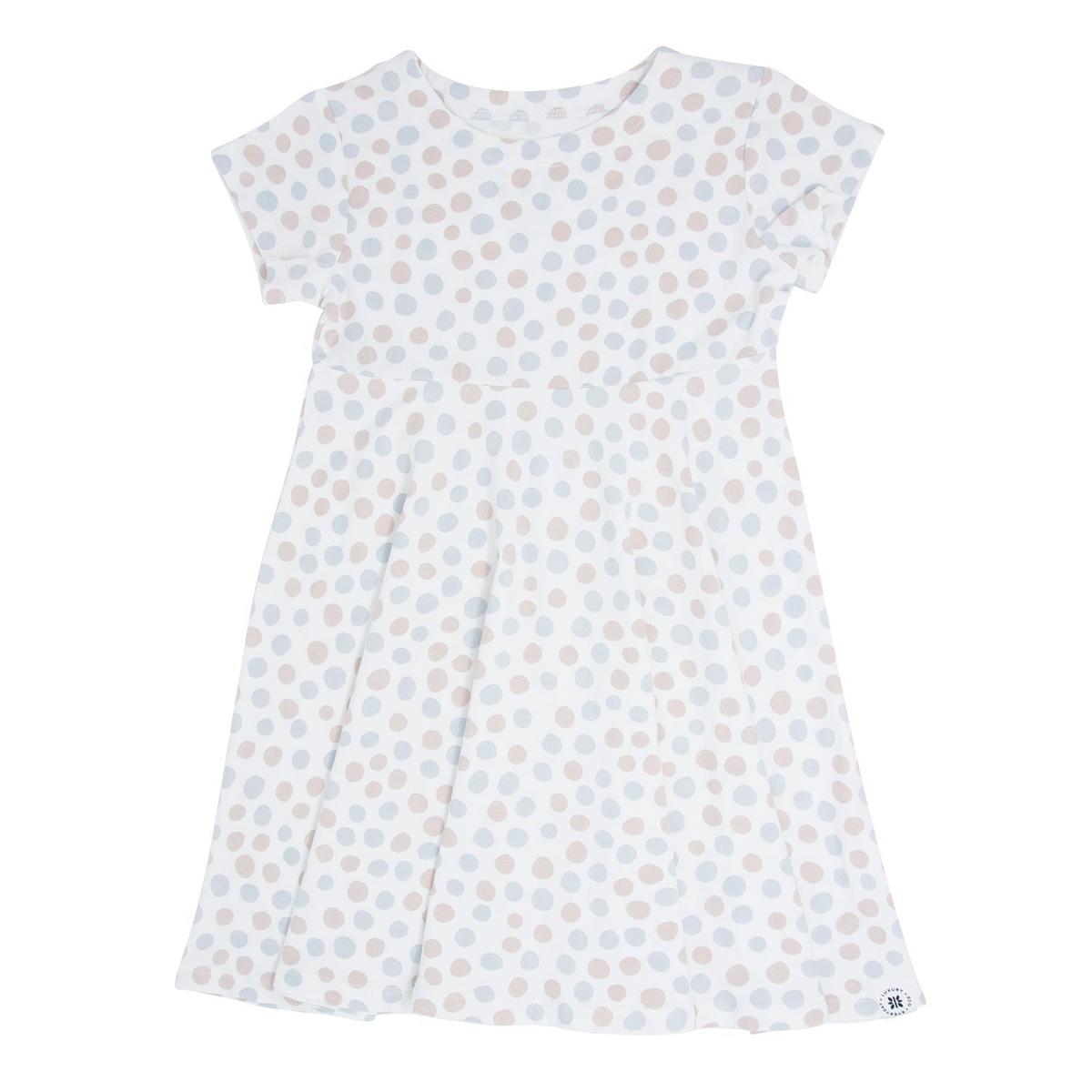 Swirly Girl Short Sleeve Dress - Polka Dot Grey