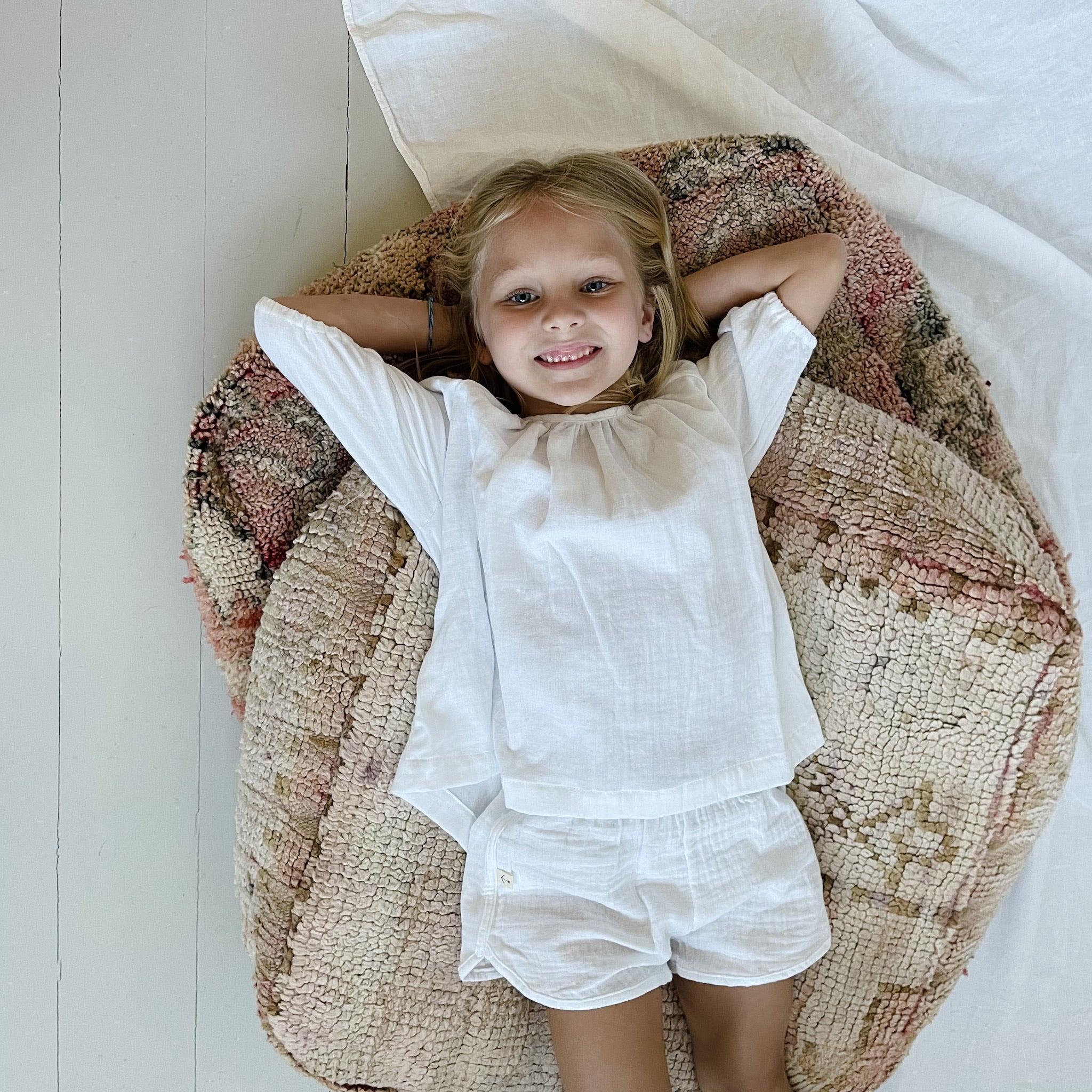 Baby Long Sleeve Peasant Top - White