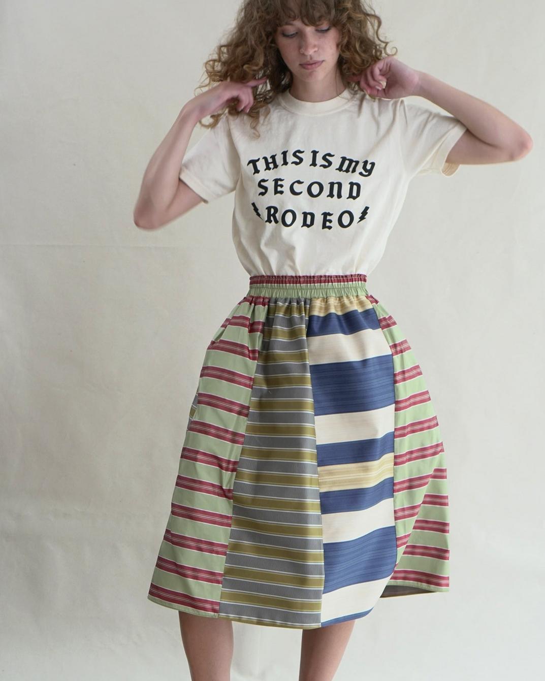 Mixed Upholstry Deadstock Satin Dirndl Skirt - Multi