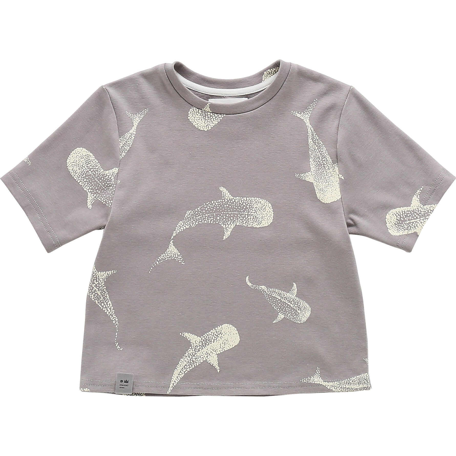 Boxy T-Shirt with All Over Print - Grey