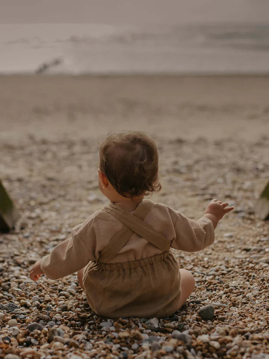 The Linen Overall Romper - Camel