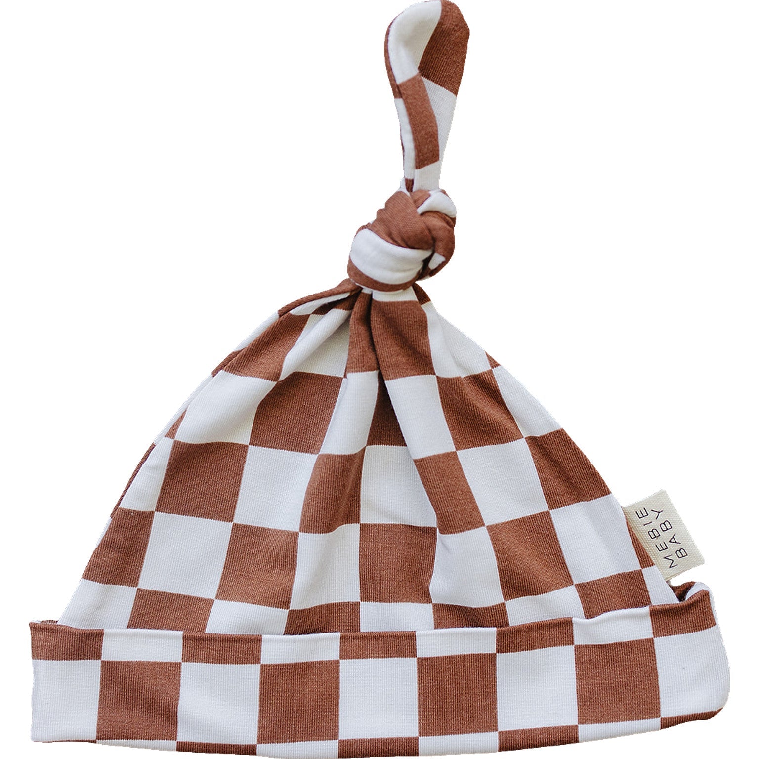 Rust Checkered Bamboo Newborn Knot Hat Mebie Baby