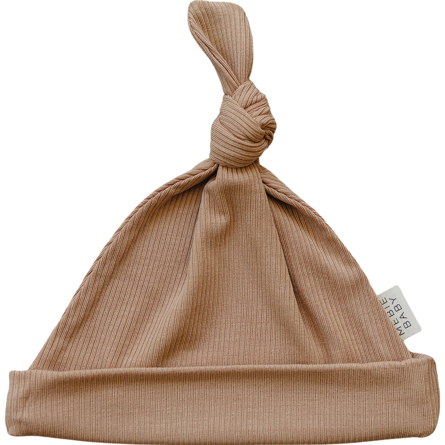Latte Ribbed Bamboo Newborn Knot Hat  Mebie Baby