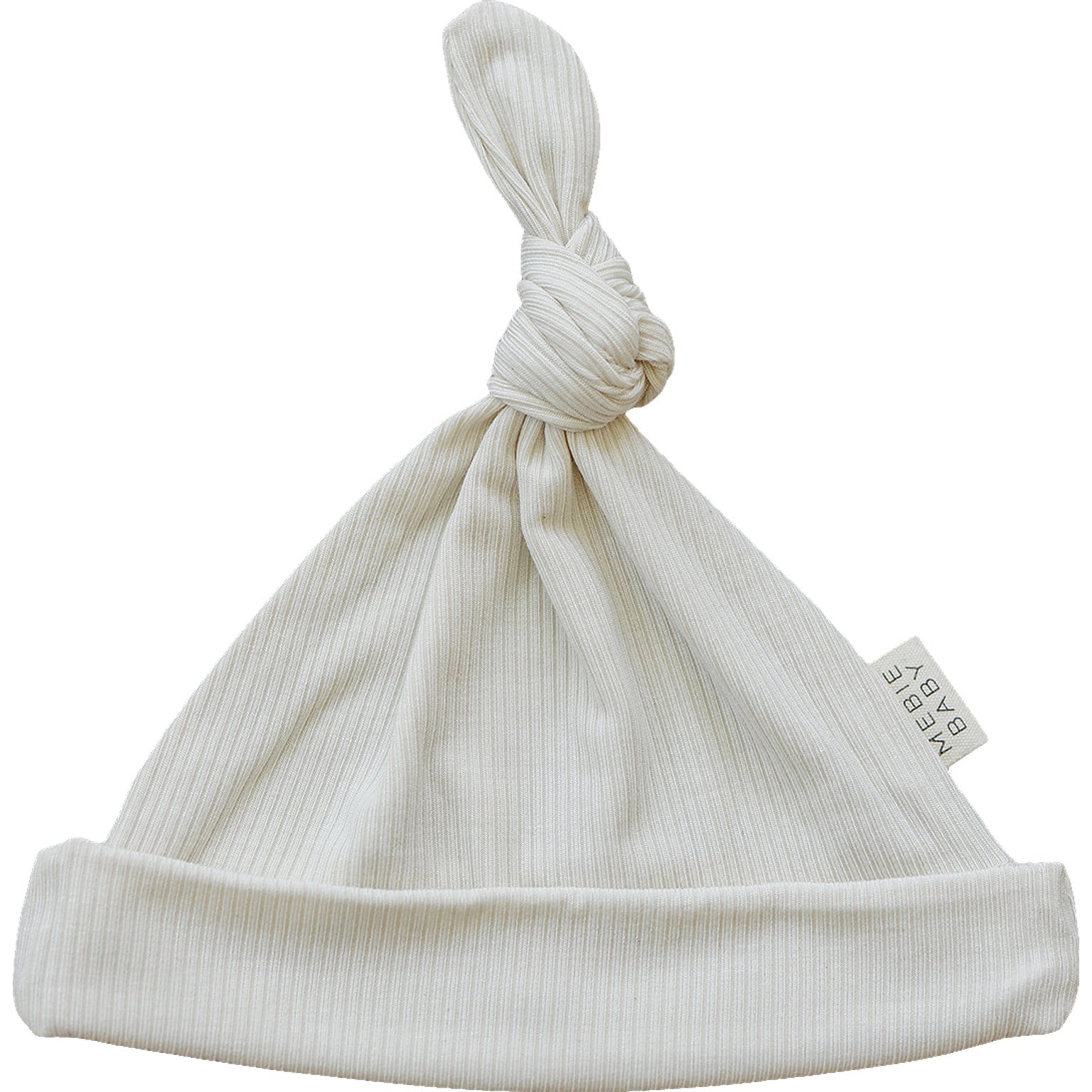 Cream Ribbed Bamboo Newborn Knot Hat  Mebie Baby