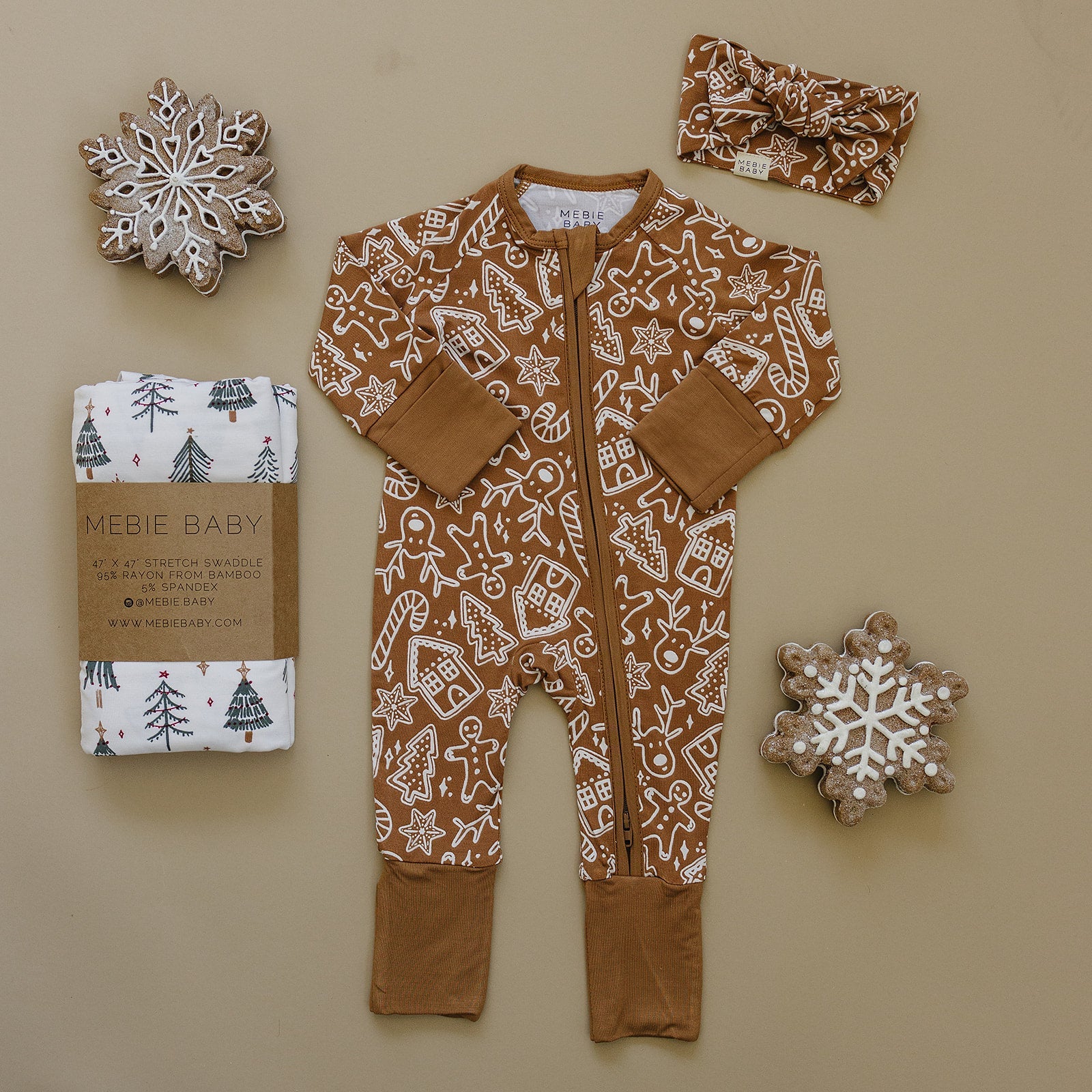 Gingerbread Bamboo Zipper Mebie Baby
