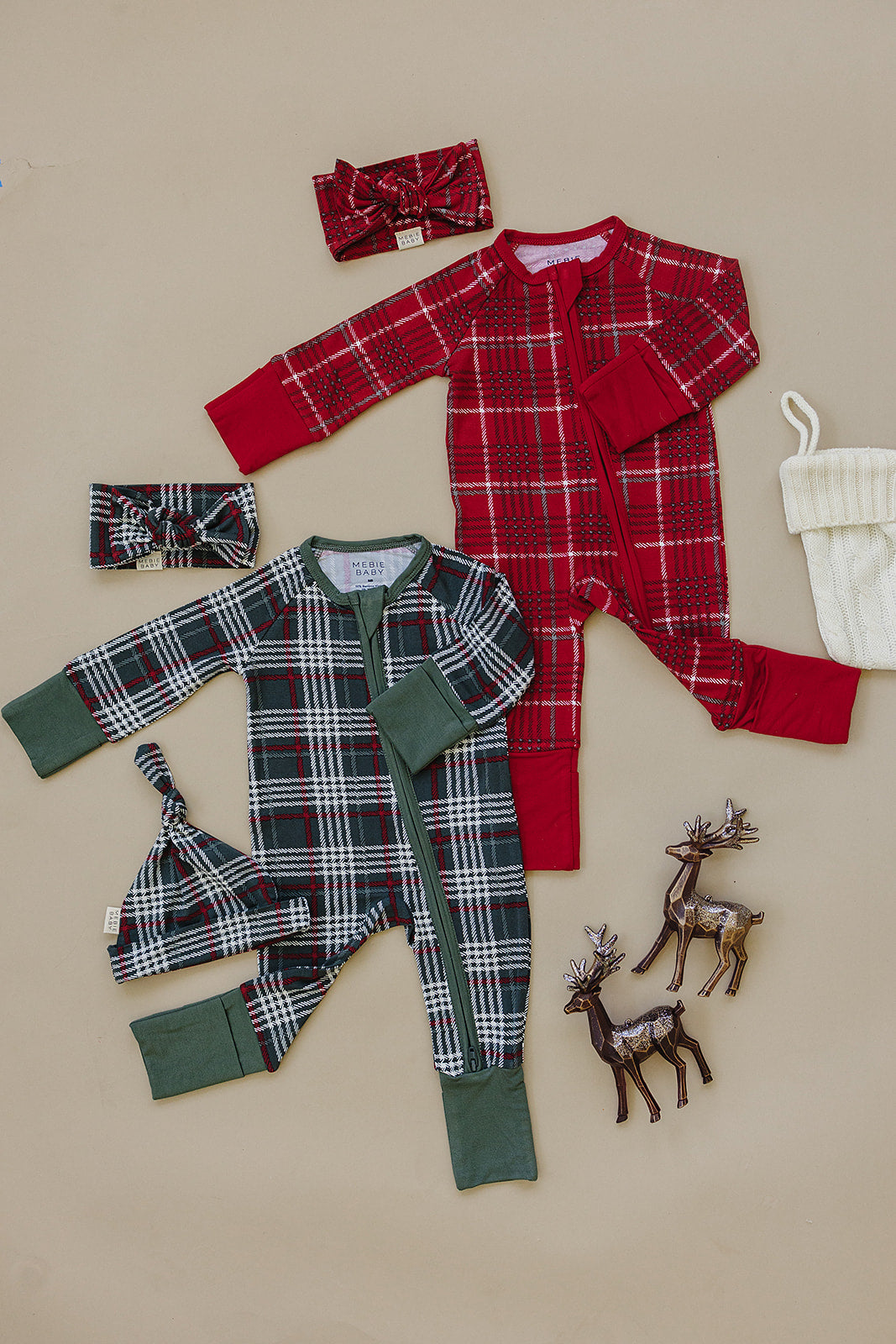 Red Plaid Bamboo Zipper  Mebie Baby