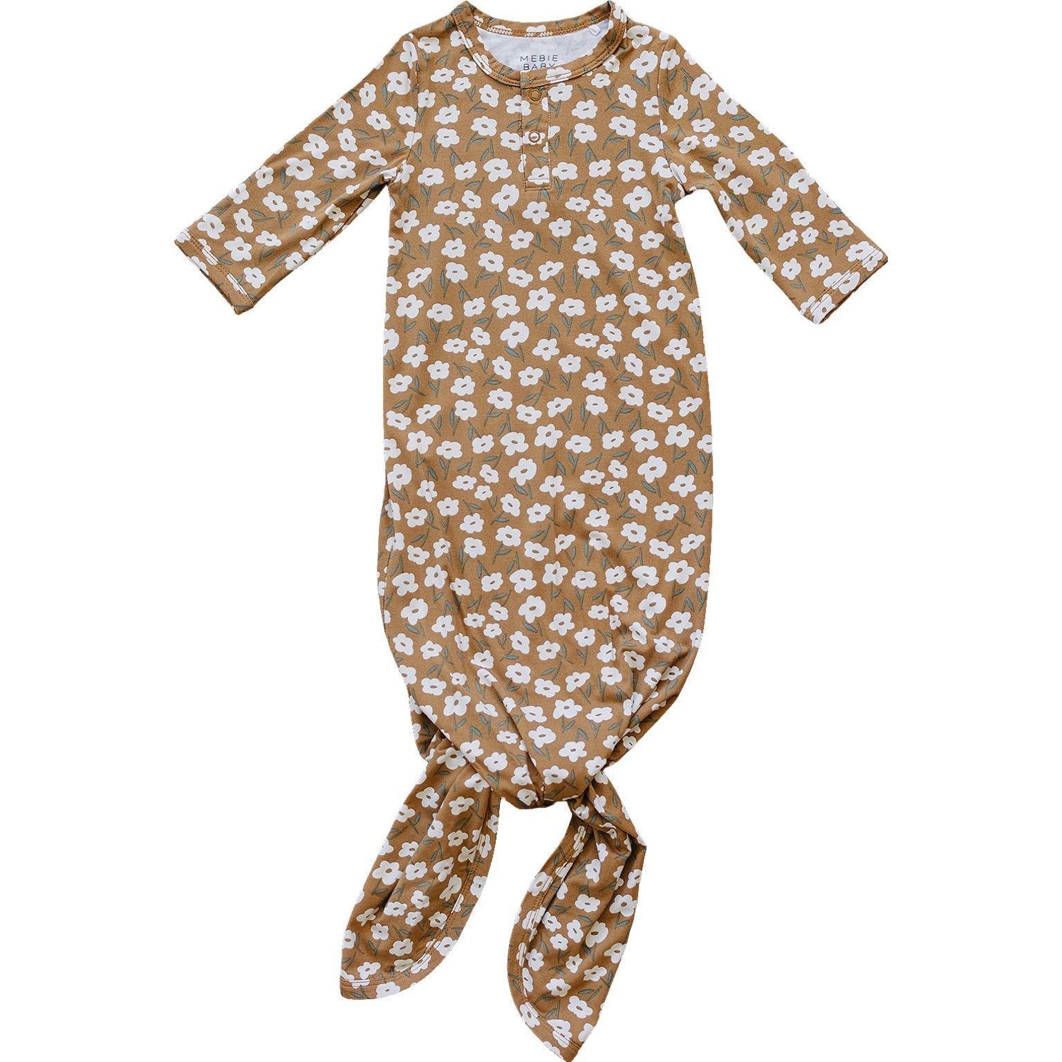 Mustard Floral Bamboo Knot Gown  Mebie Baby