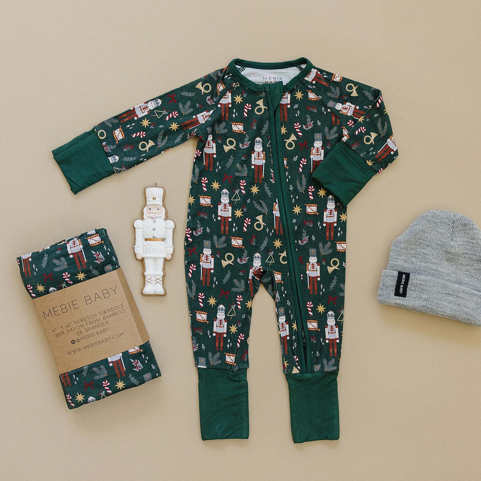 Green Nutcracker Bamboo Zipper Mebie Baby
