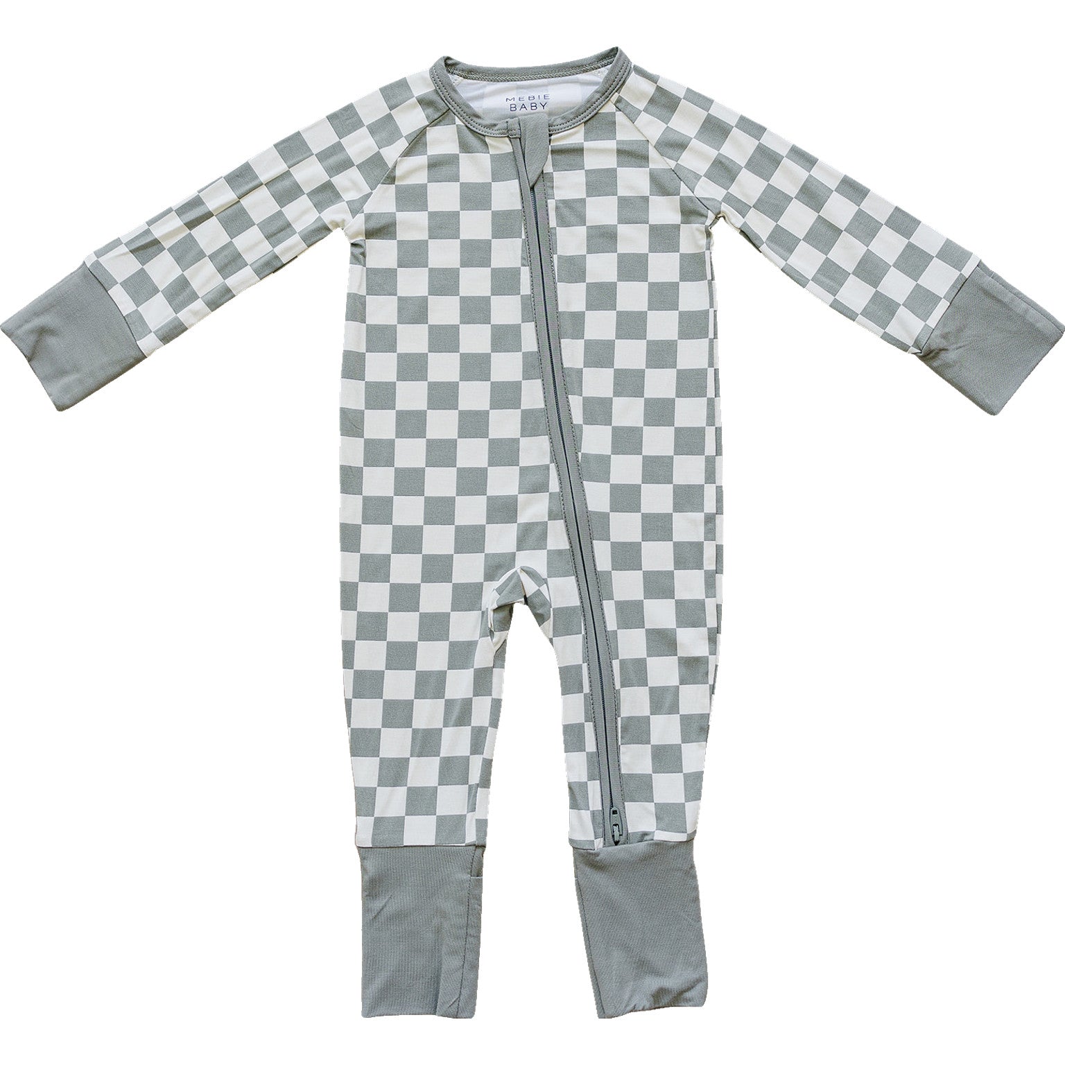 Light Green Checkered Bamboo Zipper Mebie Baby