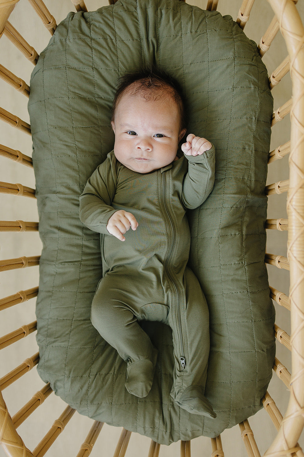 Olive Bamboo Footed Zipper