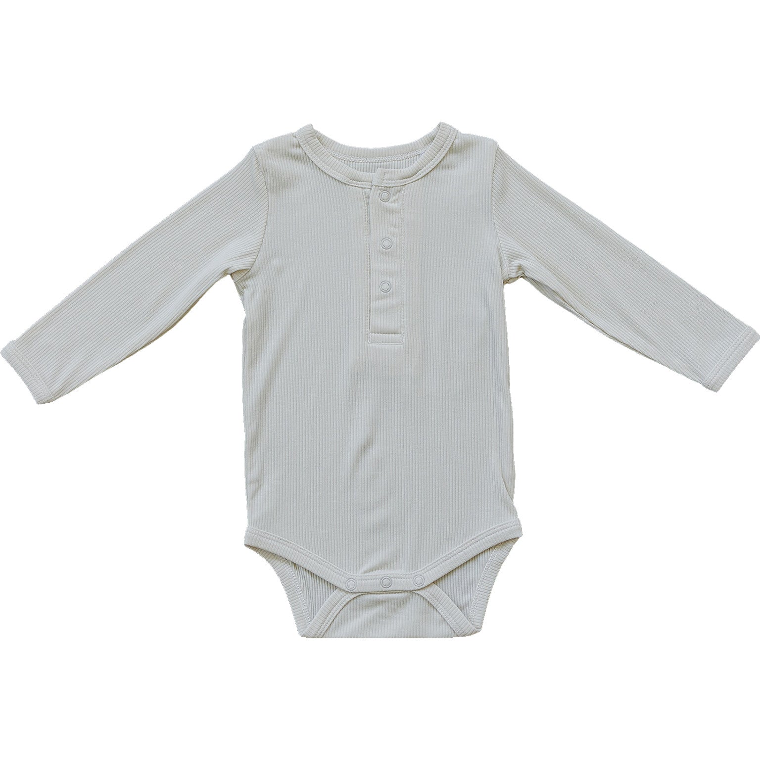 Cream Bamboo Snap Long Sleeve Ribbed Bodysuit Mebie Baby