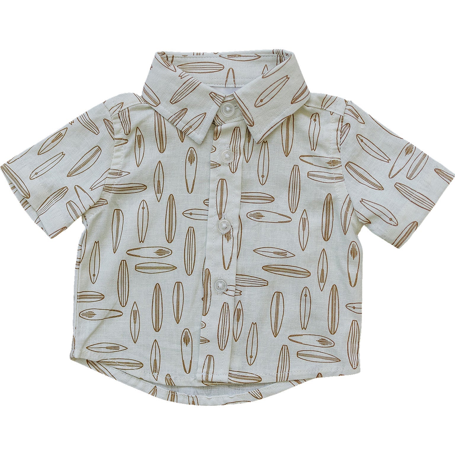 Surfboard Linen Button Up Shirt  Mebie Baby