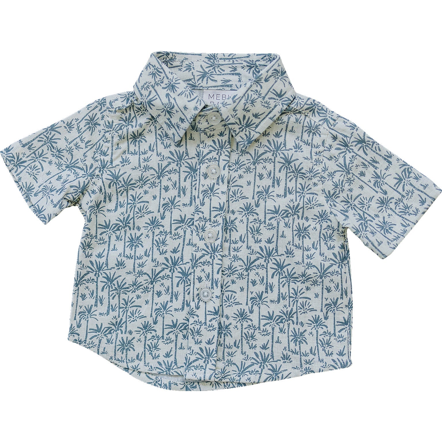 Palm Tree Linen Button Up Shirt  Mebie Baby