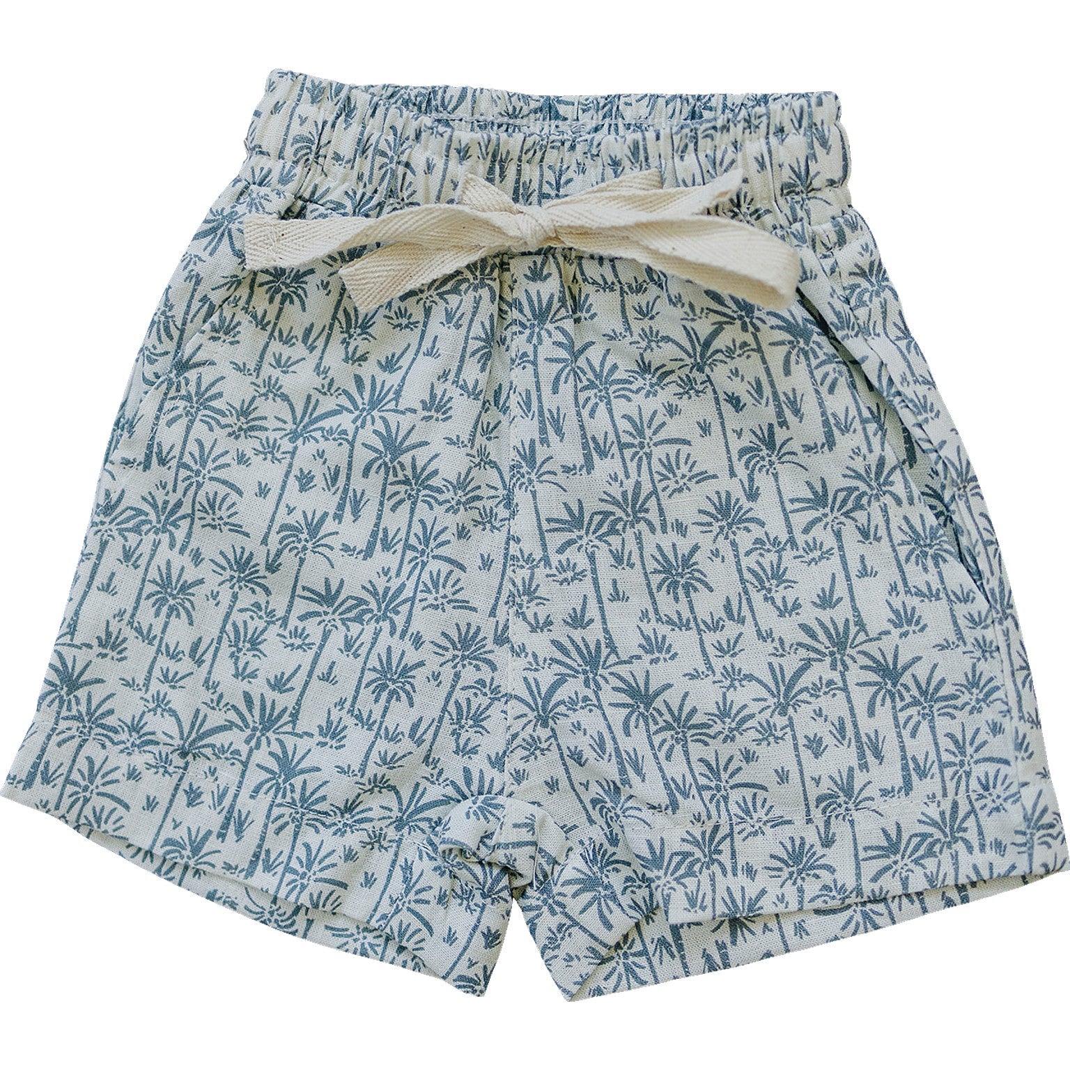 Palm Tree Linen Cotton Shorts  Mebie Baby