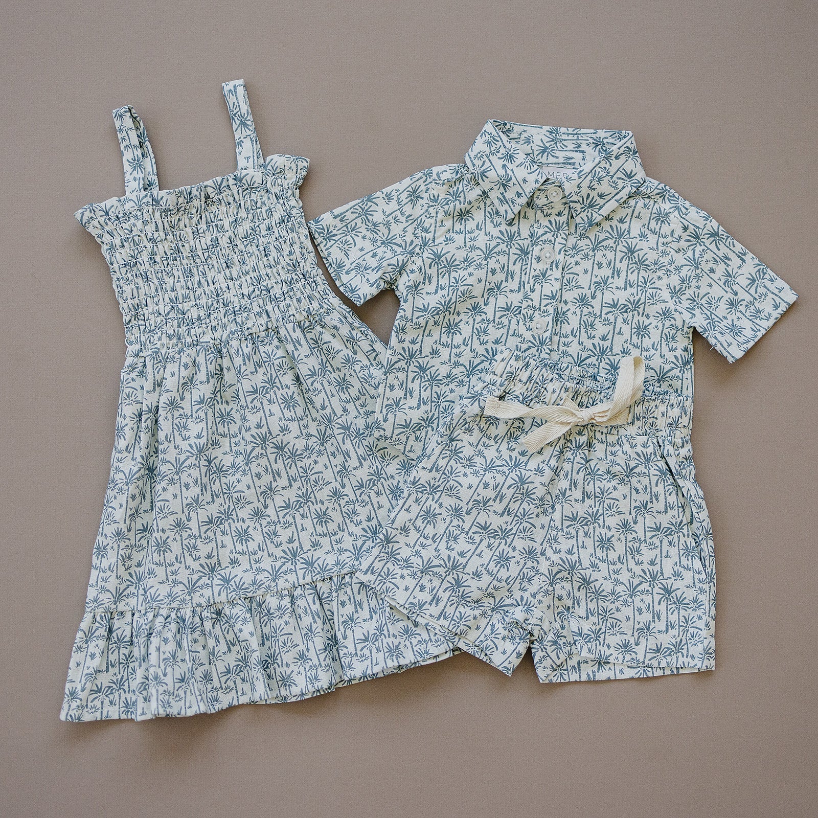 Palm Tree Linen Dress  Mebie Baby
