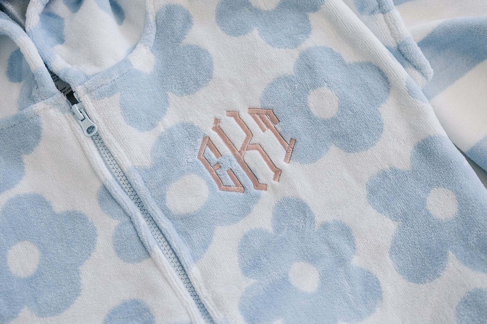 Coastal Floral Zip-Up Organic Cotton Beach Poncho