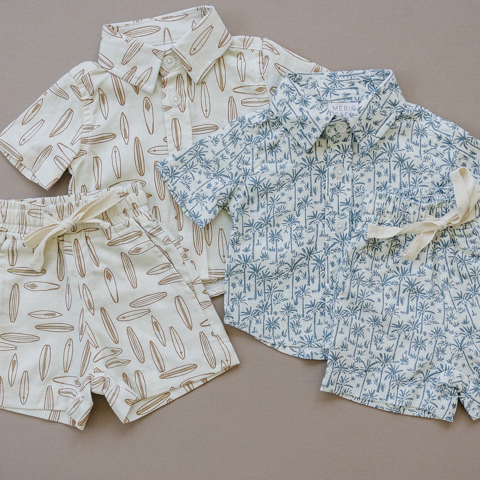 Palm Tree Linen Button Up Shirt  Mebie Baby