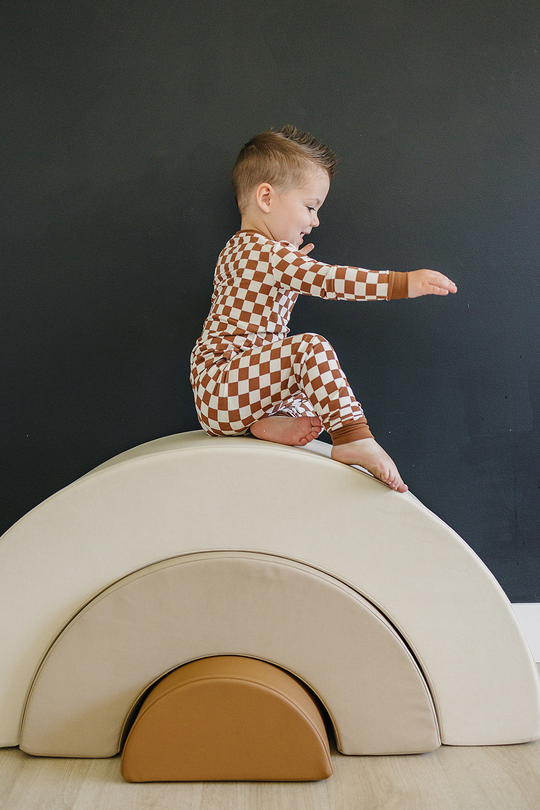 Rust Checkered Ribbed Bamboo Cozy Set  Mebie Baby