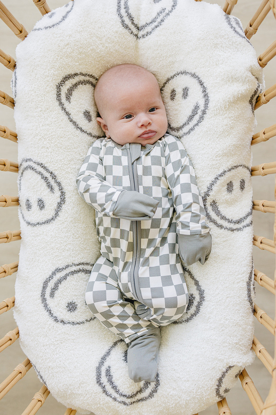 Light Green Checkered Bamboo Zipper Mebie Baby