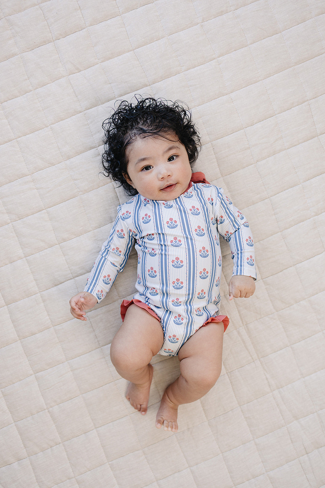 Block Print Floral One Piece Swimsuit