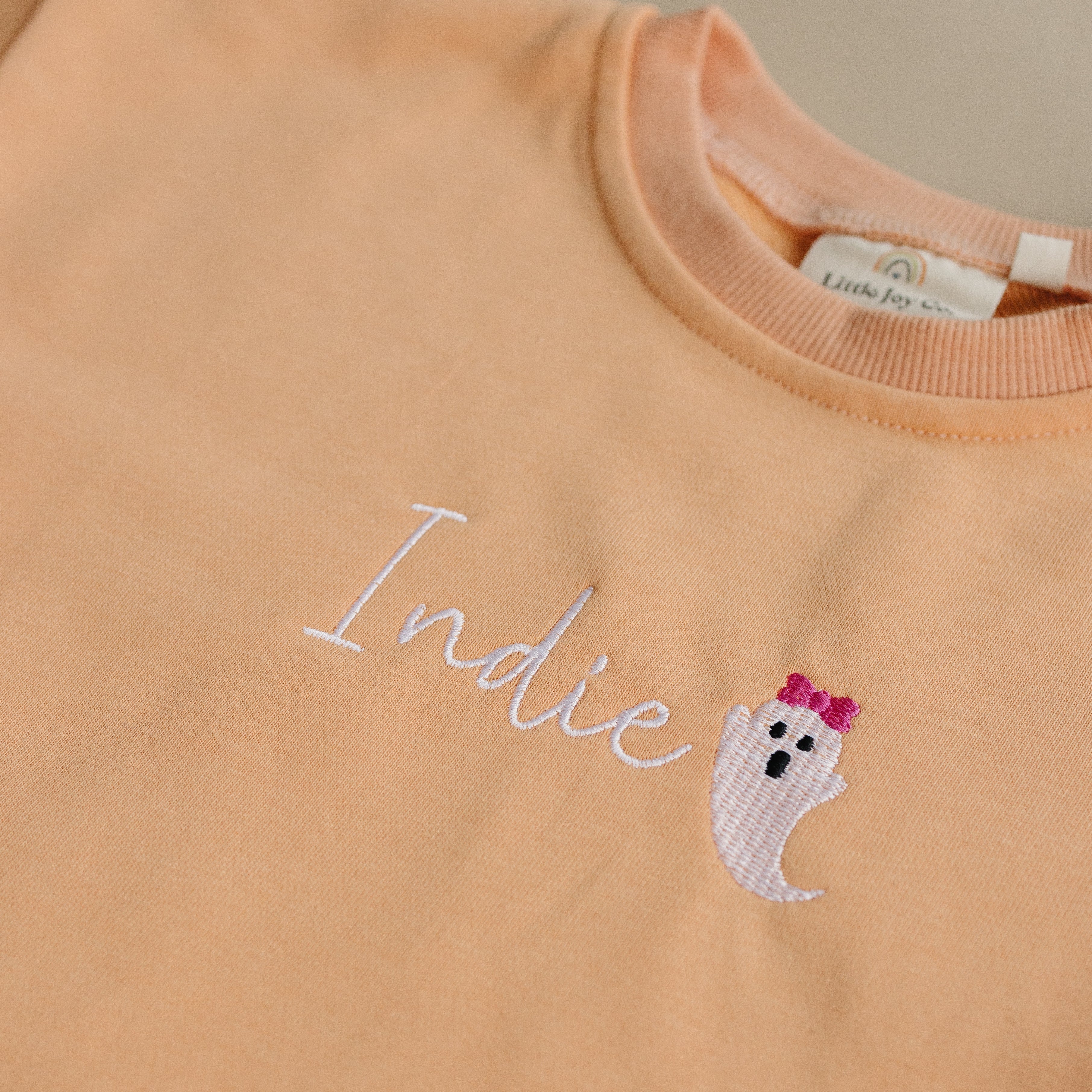 Custom Halloween Embroidered Crewneck Sweatshirt - Bow Ghost