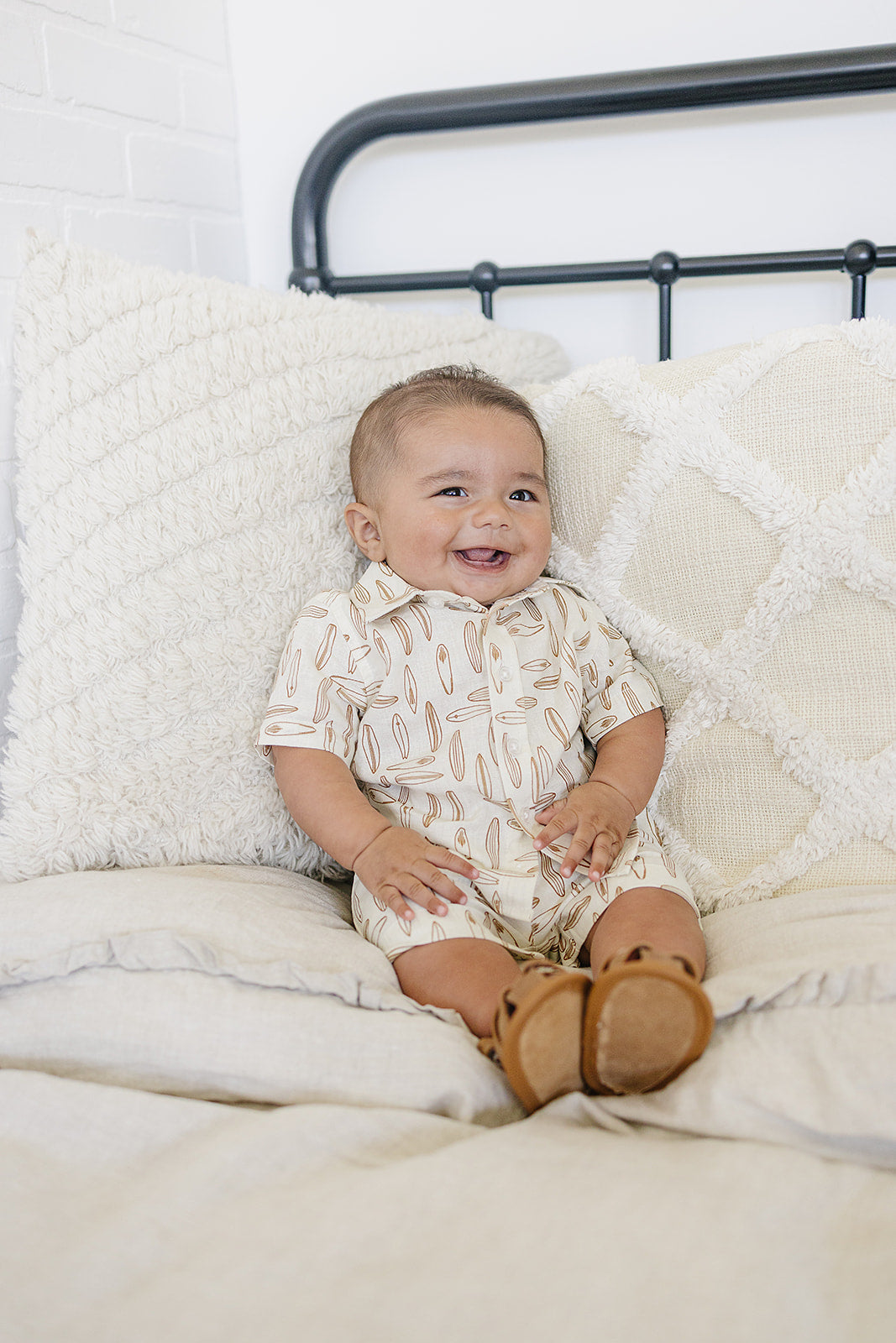 Surfboard Linen Cotton Shorts  Mebie Baby