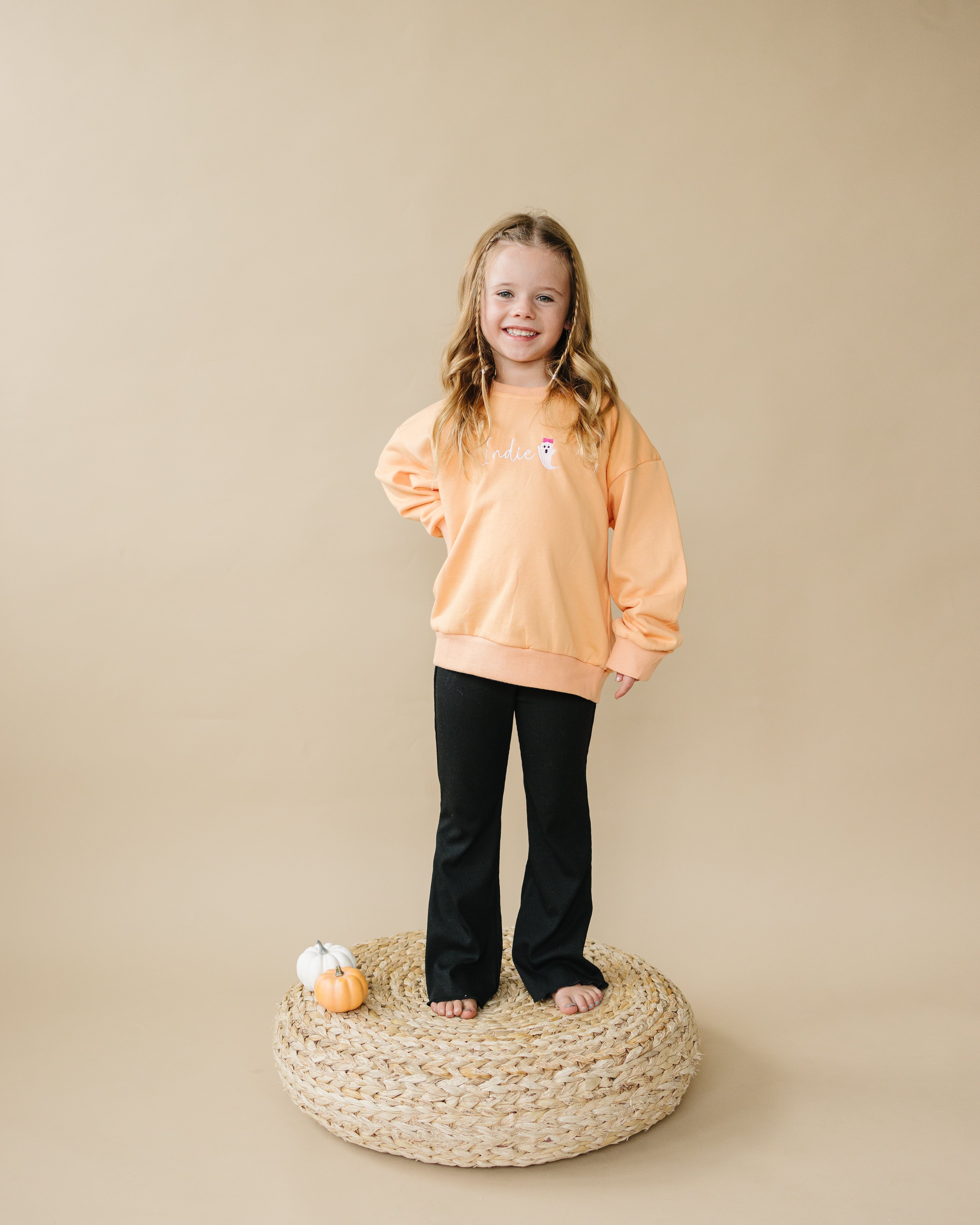 Custom Halloween Embroidered Crewneck Sweatshirt - Bow Ghost
