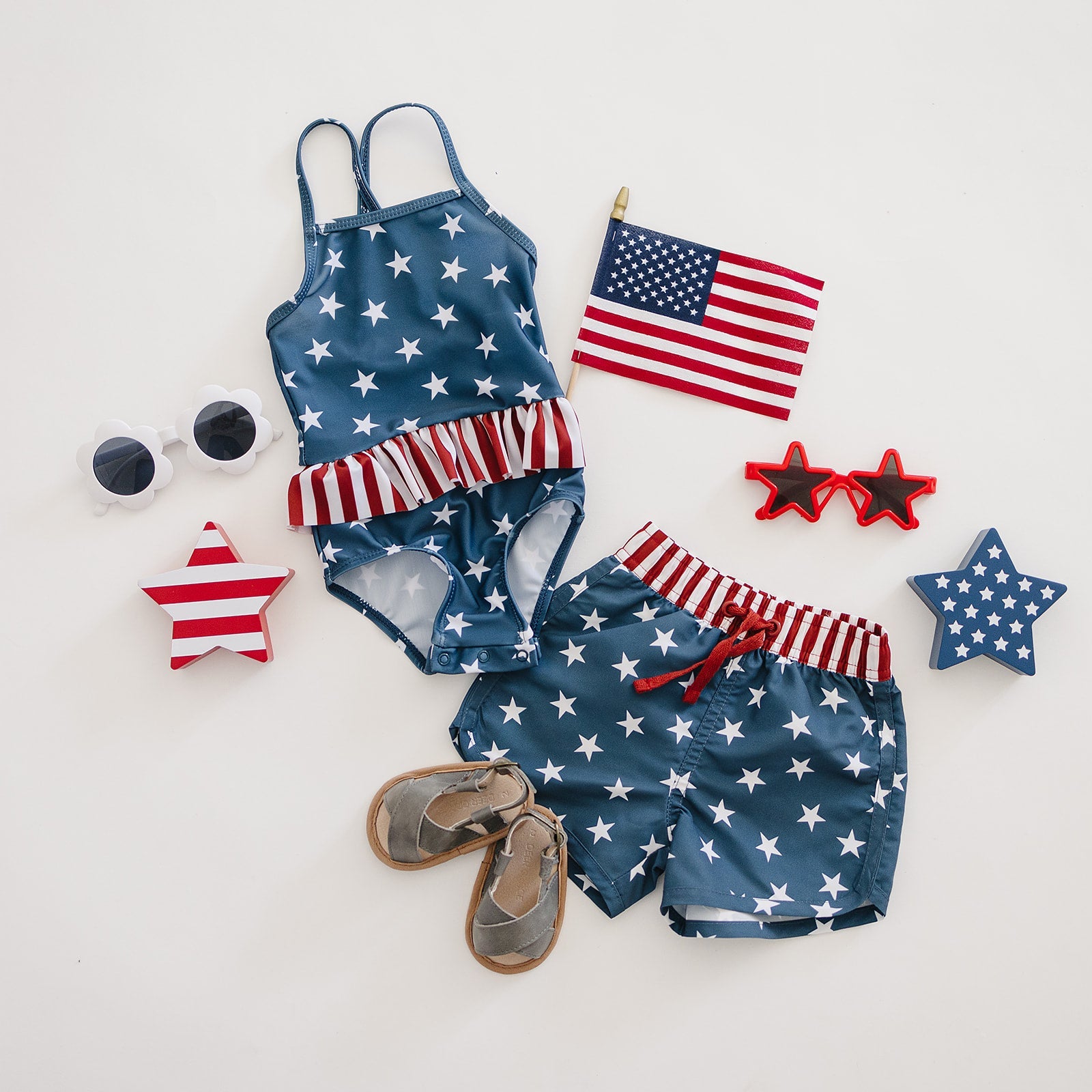 Stars + Stripes Surf Swim Shorts Mebie Baby